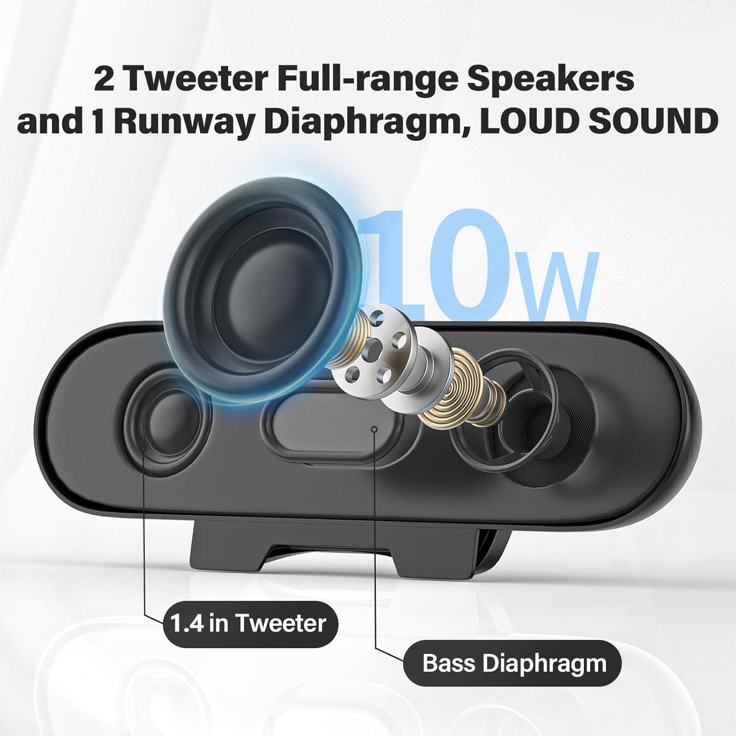 Computer Speakers for Desktop Monitor,Single Speakers for Desktop PC,Laptop Speaker with Loud Sound,Volume Control Easily Clamps to Monitors(USB-C to USB Adapter Included) (Black) - Image 3