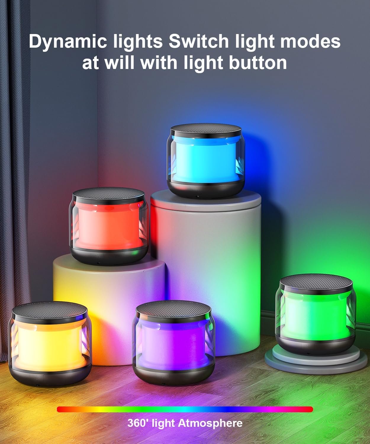 Mini Portable Bluetooth Speakers Wireless,TWS Pairing Small Bluetooth Speaker,with Lights and Lanyard,Gifts for Women/Girls, Boys and Kids for Christmas - Image 8