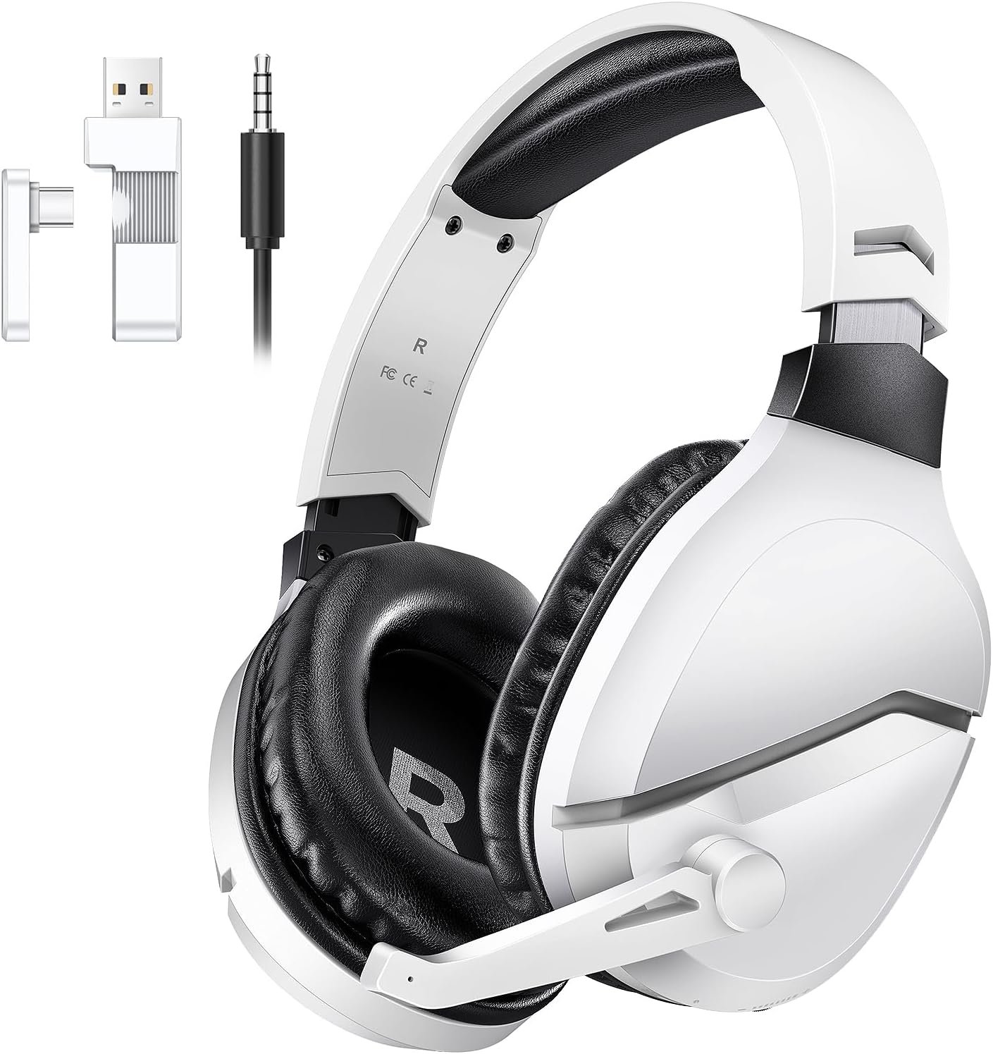 Wireless Gaming Headset with Noise Canceling Microphone for PS5, PC, PS4, 2.4G/Bluetooth Gaming Headphones with USB and Type-c Connector, Wired Mode for Controller Gamecube - Image 2