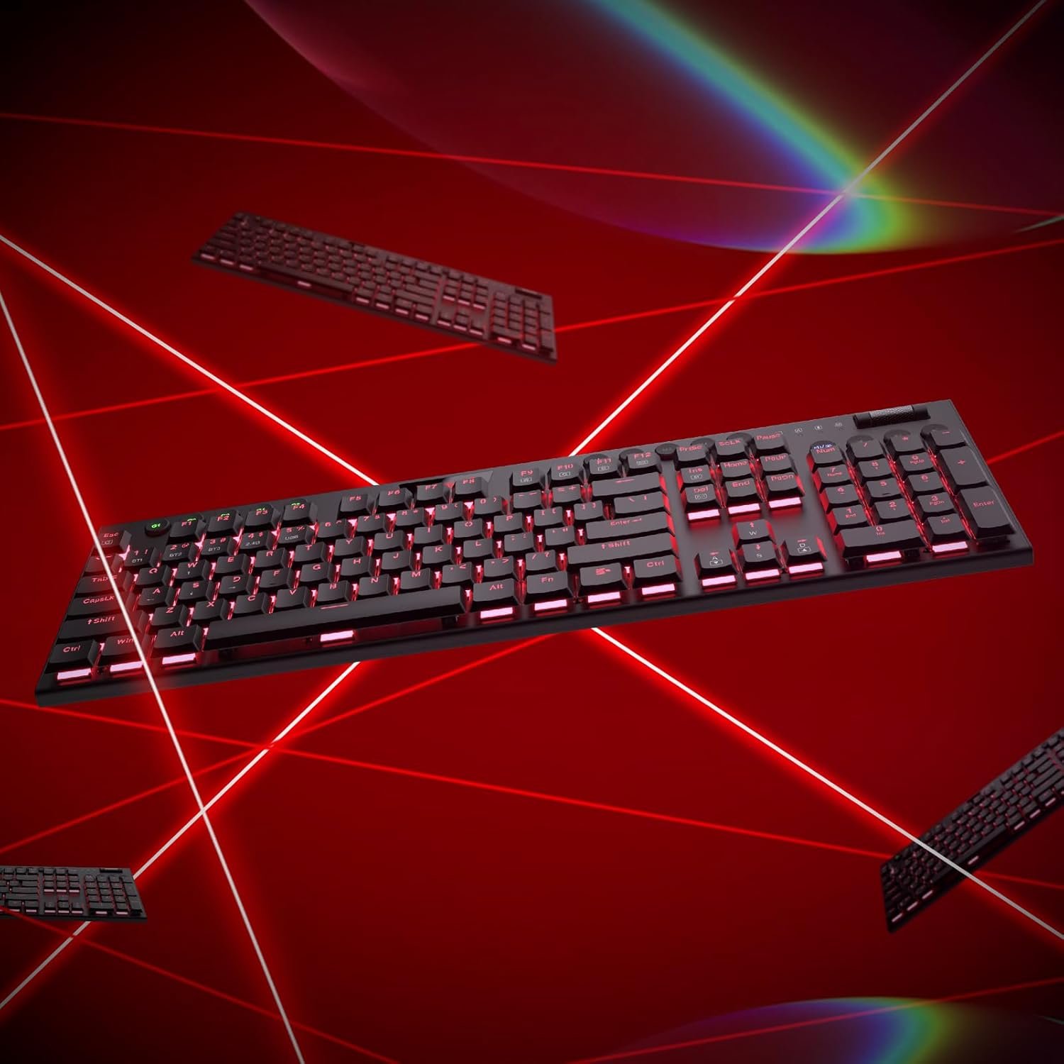 Redragon K618 PRO 3-Mode Wireless RGB Mechanical Keyboard, BT/2.4Ghz/Wired Low Profile Win/Mac Gaming Keyboard w/Ultra-Thin Design, Dedicated Media Control & Linear Red Switch - Image 10