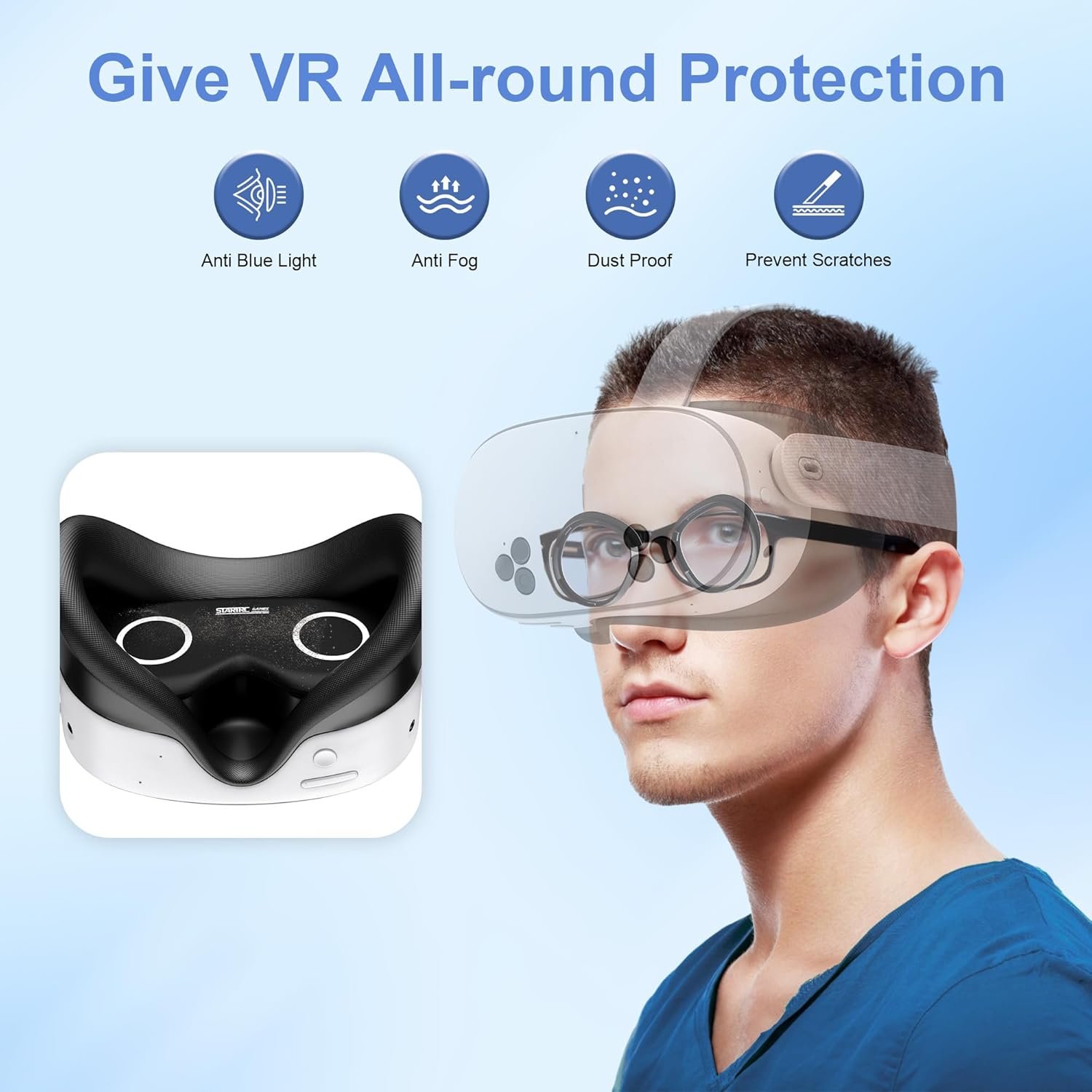 Lens Protector Set Compatible with Meta Quest 3S Accessories, Soft Lens Protector Cover, Glasses Spacer with Blue Light Blocking Glasses for Oculus Quest 3S/Quest 2 (Not Fit for Quest 3) - Image 3