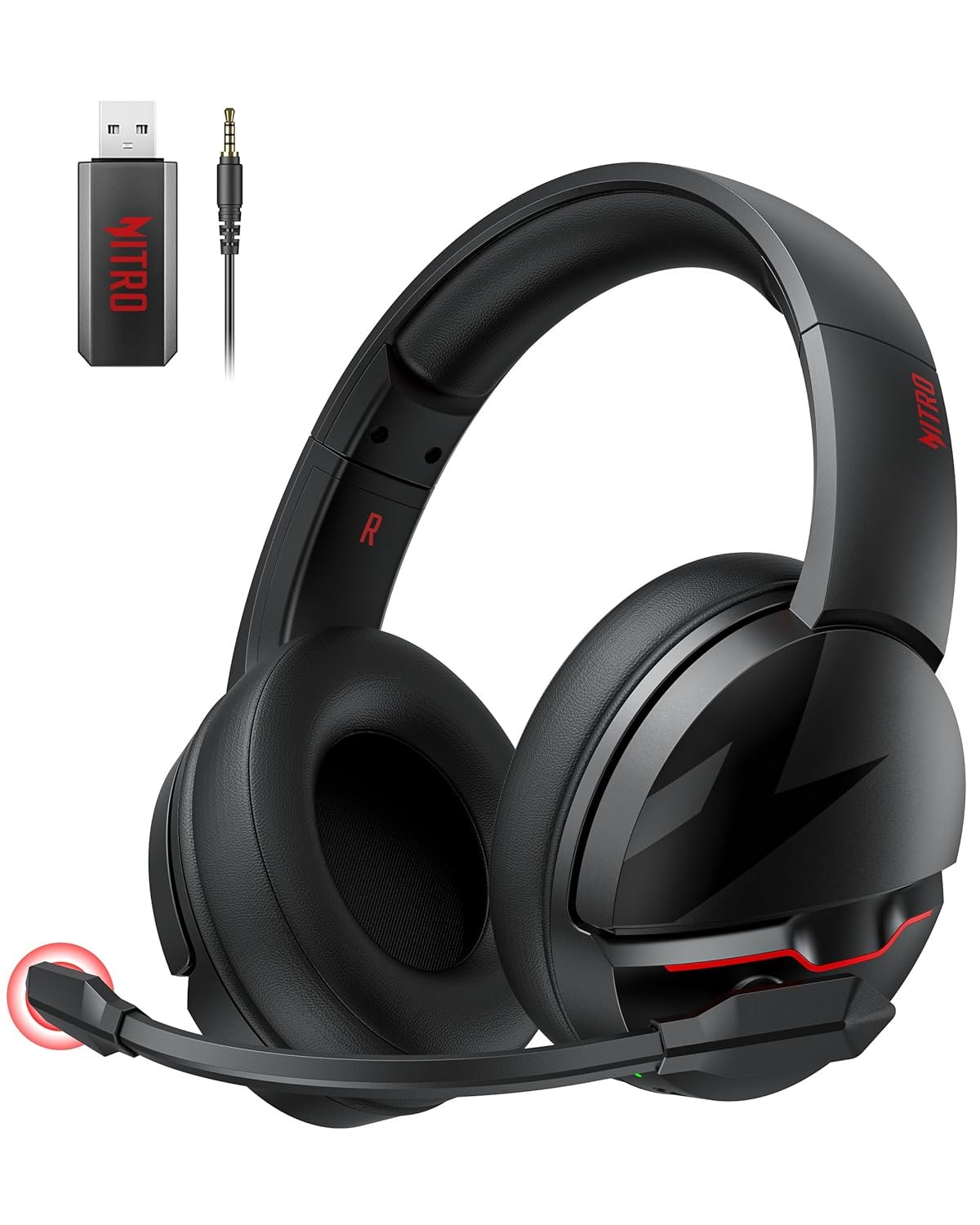 Acer Nitro Wireless Gaming Headset | Non-Stop 100H Battery | Dynamic 50mm Drivers | Clear Voice Mic | Bluetooth5.3, 3.5mm | Gaming Headphones for PC, Meeting, Music, PS4 & PS5 Headset - Black - Image 2