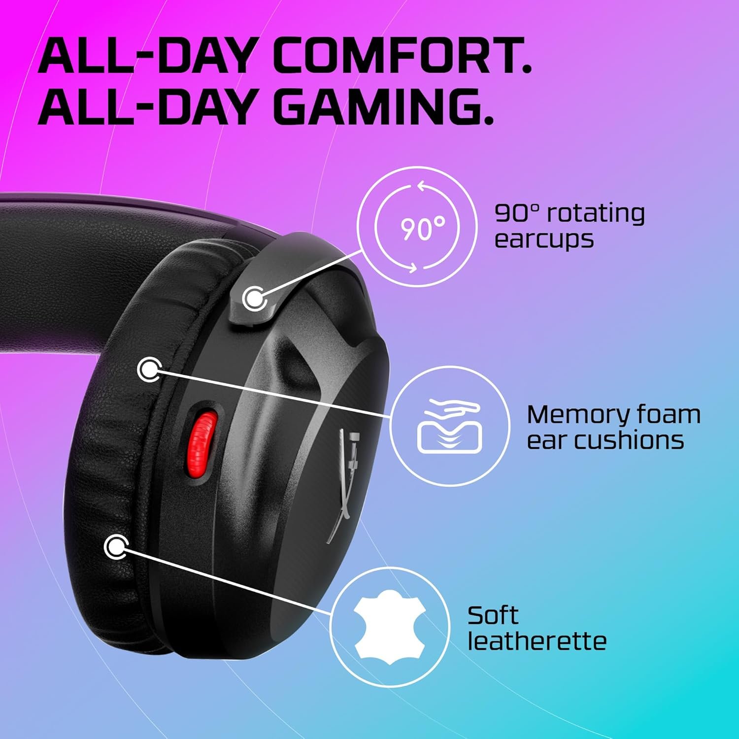 HyperX Cloud Stinger 2 – Gaming Headset, DTS Headphone:X Spatial Audio, Lightweight Over-Ear Headset with mic, Swivel-to-Mute Function, 50mm Drivers, PC Compatible, Black - Image 7