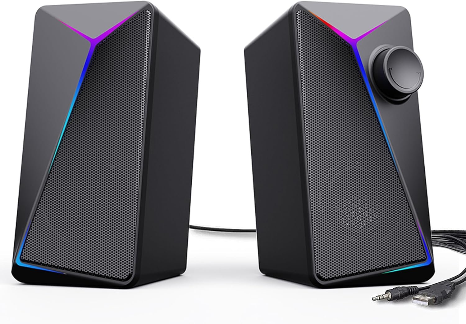 ROSON Computer Speakers, PC Speakers with Enhanced Bass and Volume Control, Stereo 2.0 Gaming Speakers, USB Powered 3.5mm Aux Cable Multimedia Speakers for Laptop/Desktop/Tablets/Phone - Image 2