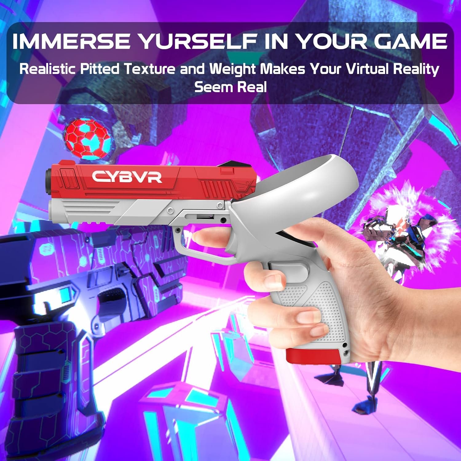 CYBVR Weighted Gun Stock Controller Grips for the Oculus Quest 2 - VR Accessories for the Meta Quest 2 - Image 8