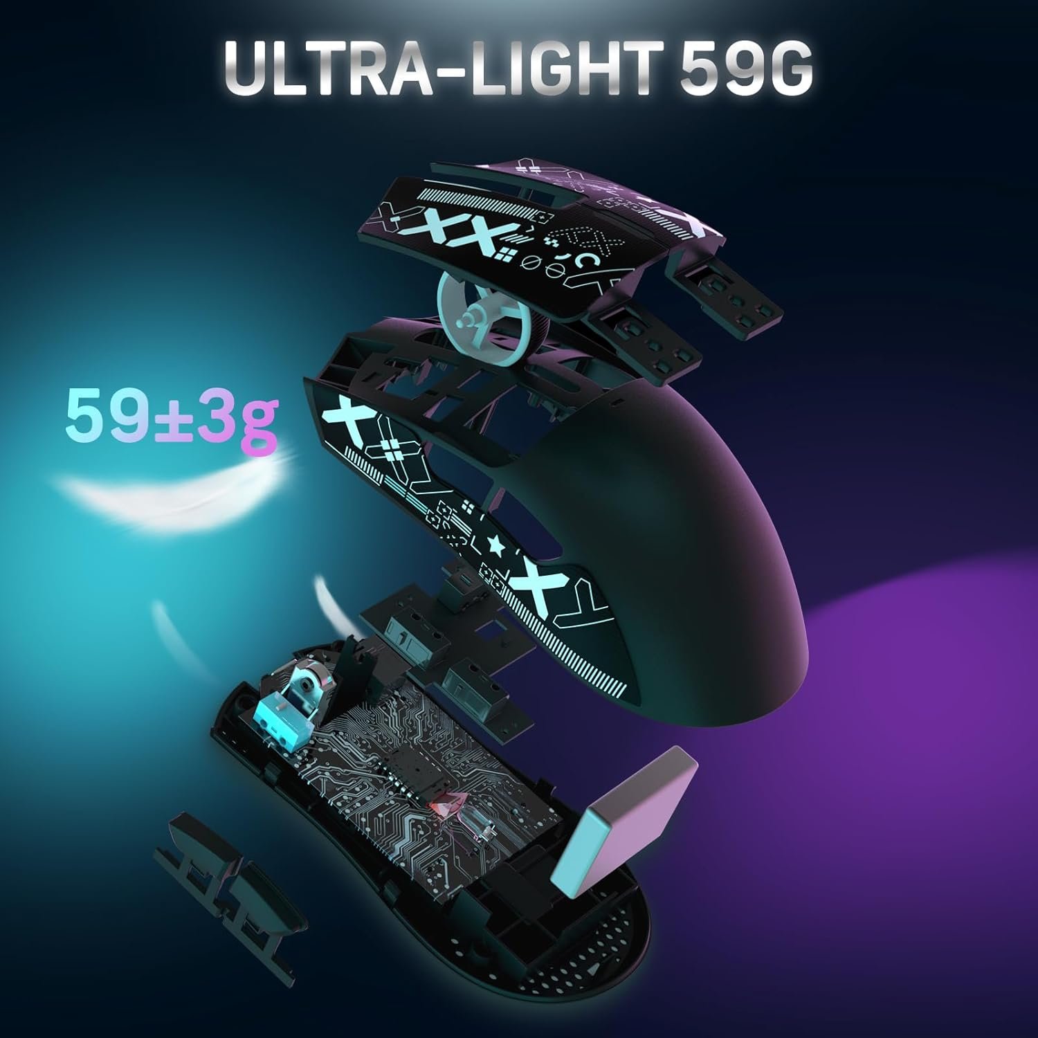 MAGIC-REFINER Attack Shark X11 59g Superlight Wireless Gaming Mouse with Grip Tape, RGB Charging Dock,BT/2.4G Wireless/Wired Pc Mouse, 22000 DPI,5 Programmable Buttons for Pc/Mac(Black) - Image 7