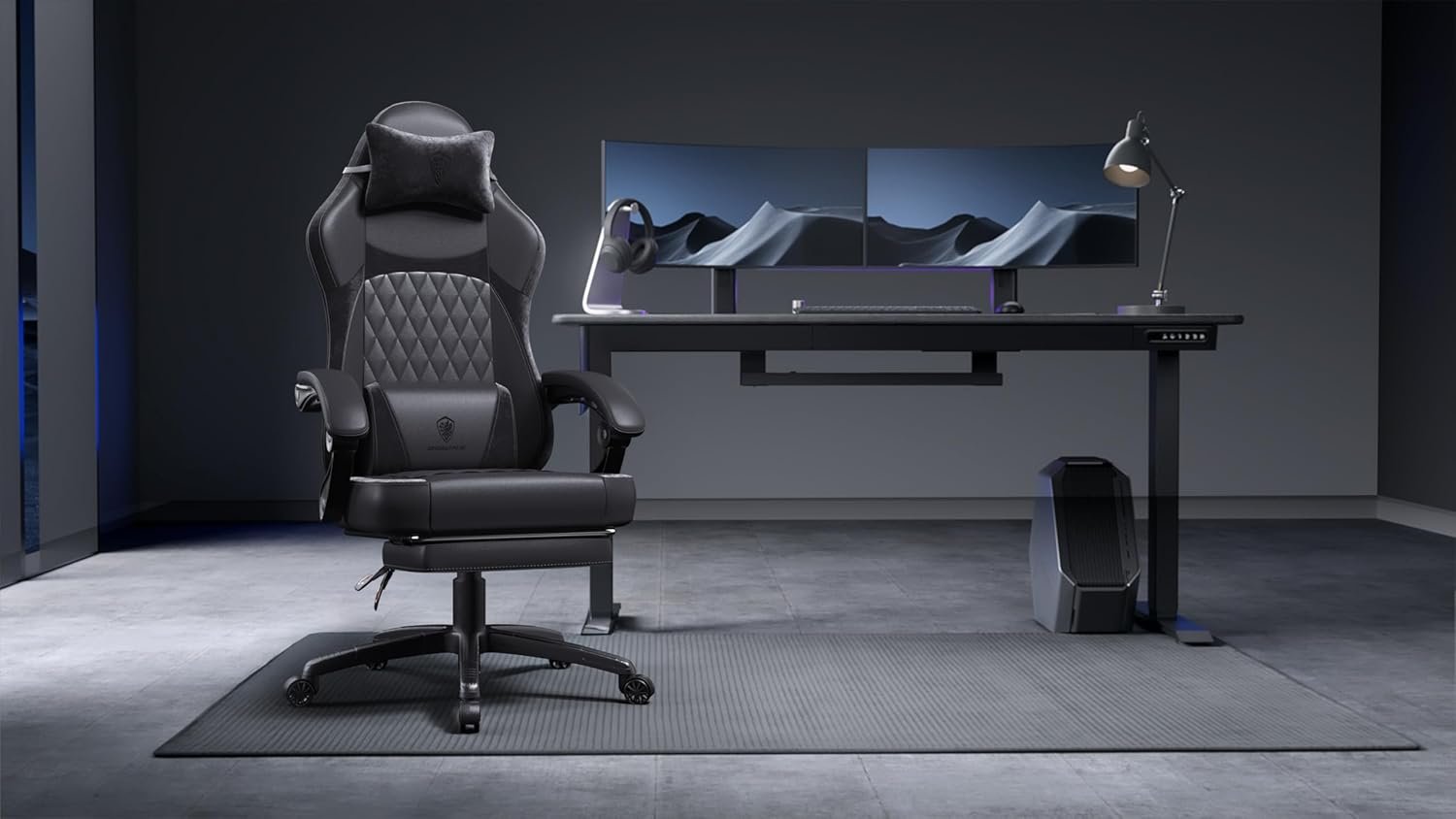 Dowinx Gaming Chair with Pocket Spring Cushion, Ergonomic Computer Chair with Massage Lumbar and Footrest for Adults, High Back Game Chair Leather for Office Gaming 300LBS, Black New - Image 3