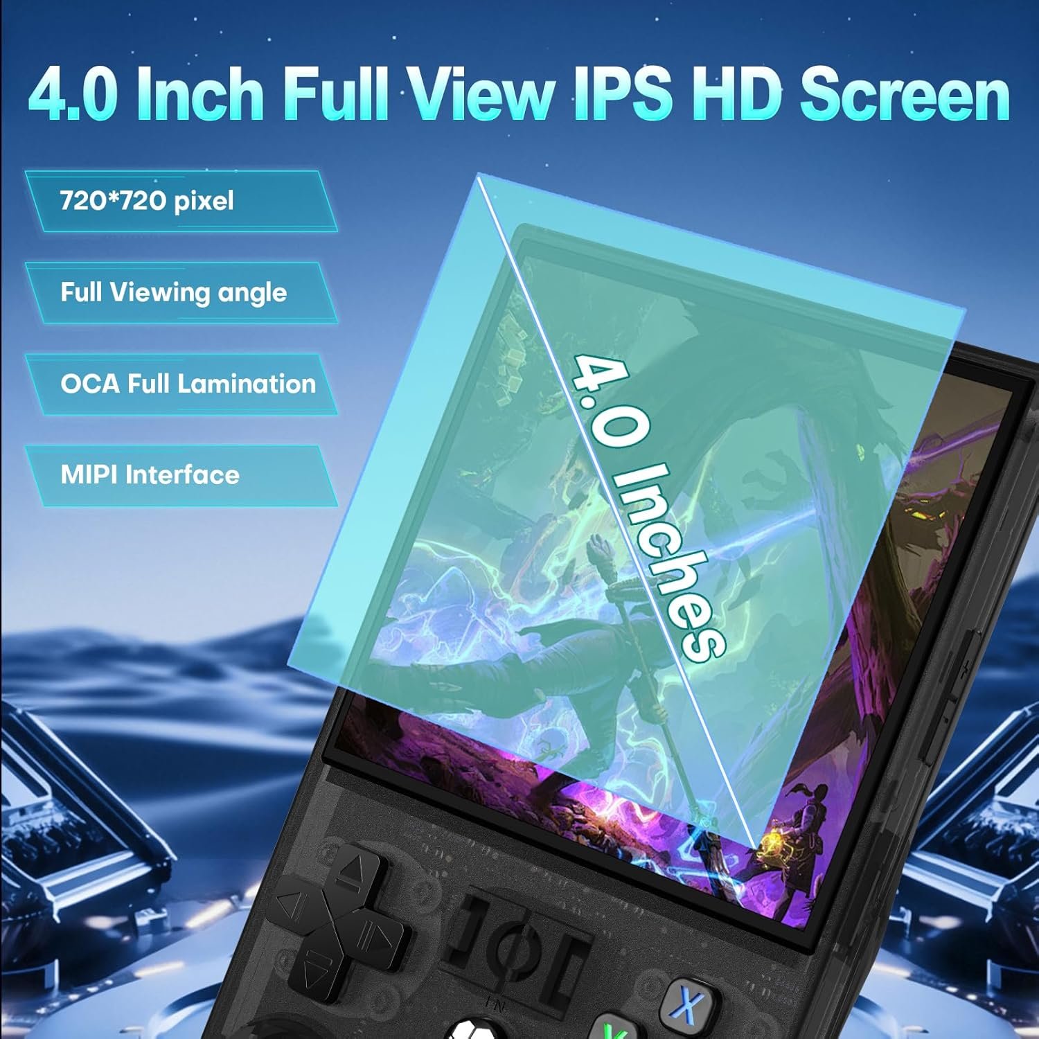 R36MAX Handheld Game Console,4.0 Inch IPS Screen Linux System with 64GB TF Card,Retro Gaming Console Built in 18000+ Games,Portable Handheld Video Games for Adults,4000mAh Battery (Black) - Image 4