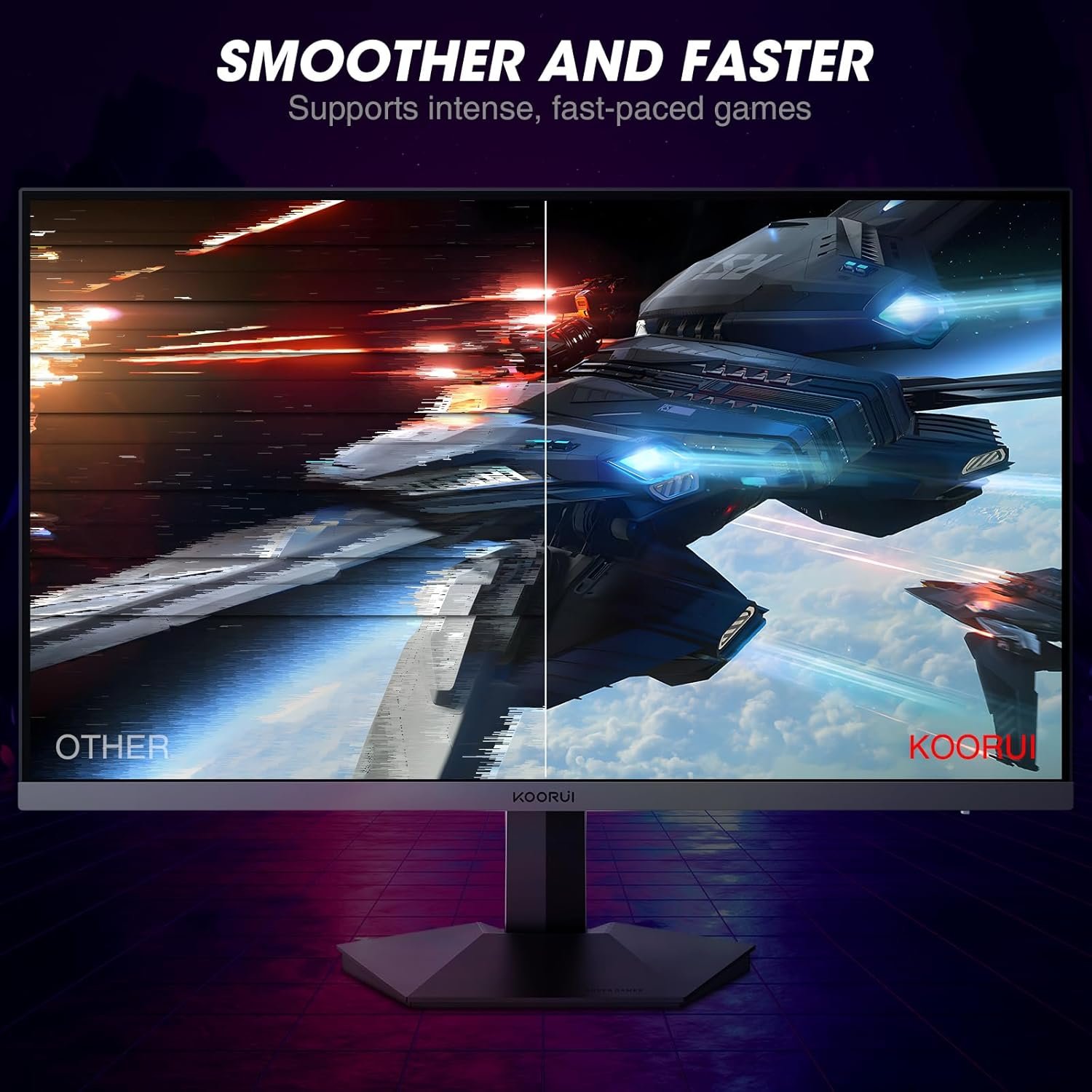 KOORUI 27 Inch Gaming Monitor 240hz, 1ms, FHD 1920x1080, 90% DCI-P3, 100% sRGB Color Gamut, Adaptive Sync Compatible, HDMI, DisplayPort, Black, GN02 - Image 6