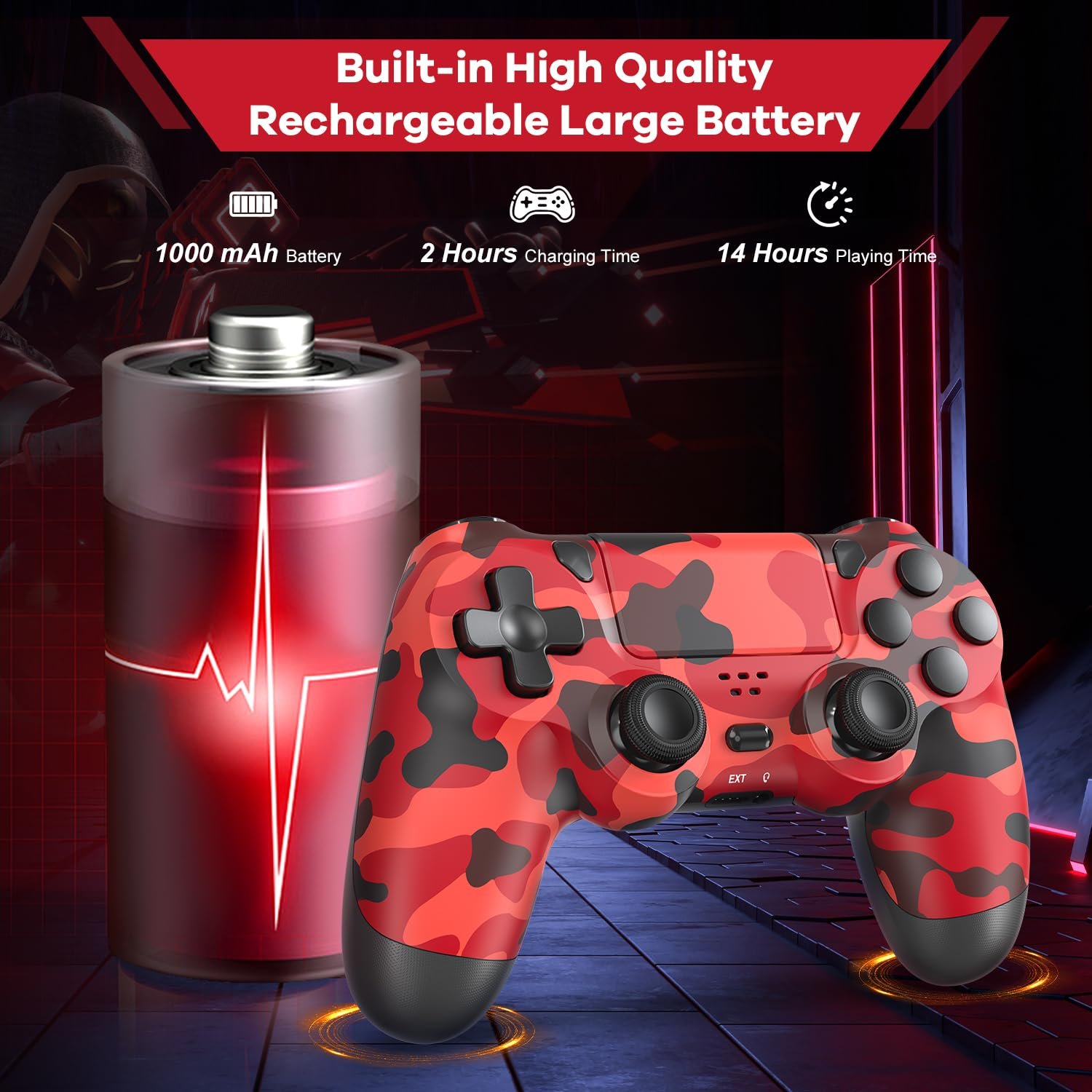 Hiyuky PS4 Controller 2 Pack,Wireless Controller for PS4/Slim/Pro/PC with 3.5mm Audio Jack/Dual Vibration/6-Axis Motion Control/Touch Pad - Image 5