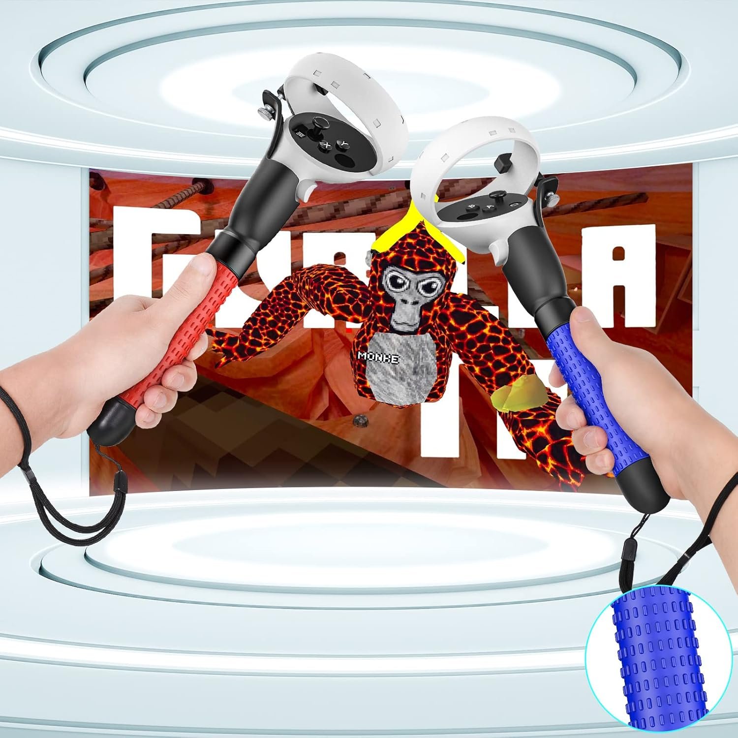 VR Game Handle Accessories for Quest 2 Controllers, Extension Grips for Playing Beat Saber Gorilla Tag Long Arms, Compatible with Oculus Quest 2 Touch Controllers, Black, Red, Blue - Image 3