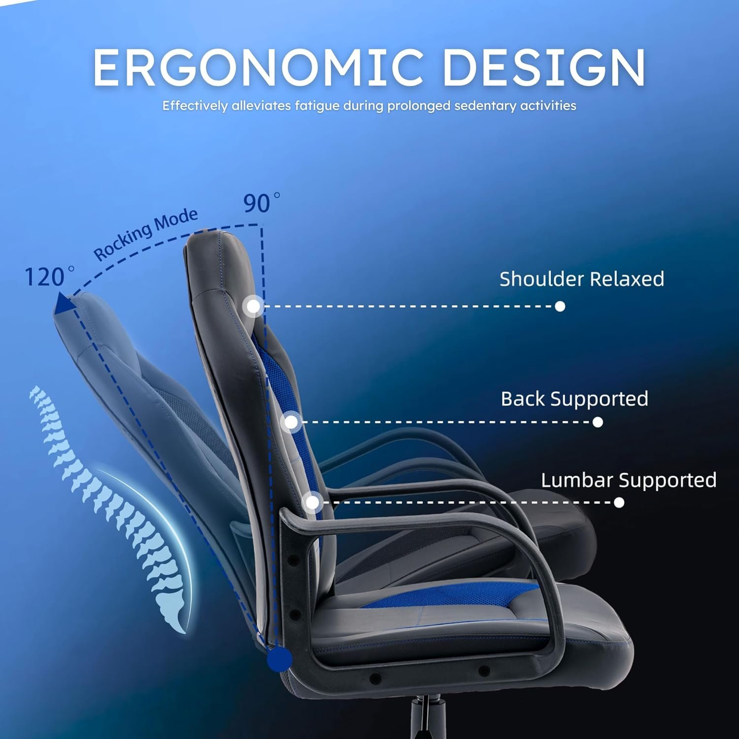 Ergonomic Computer Gaming Chair Home Office Racing Executive Video Task Desk PU Leather for Adults Teens Kids Gamer - Image 7