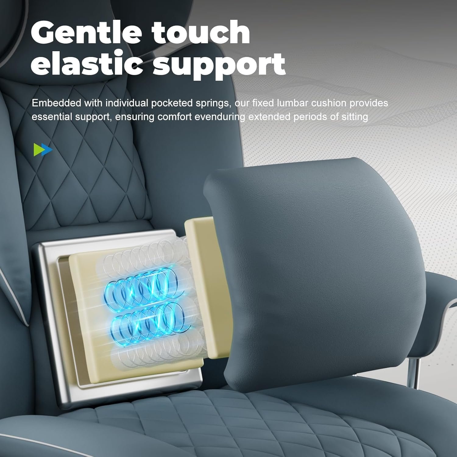 COMHOMA Big and Tall Office Chair, High Back Leather Gaming Chair with Footrest, Executive Ergonomic Office Chair with Pocket Spring Lumbar Support and with Outward Fixed Soft Armrests - Image 5