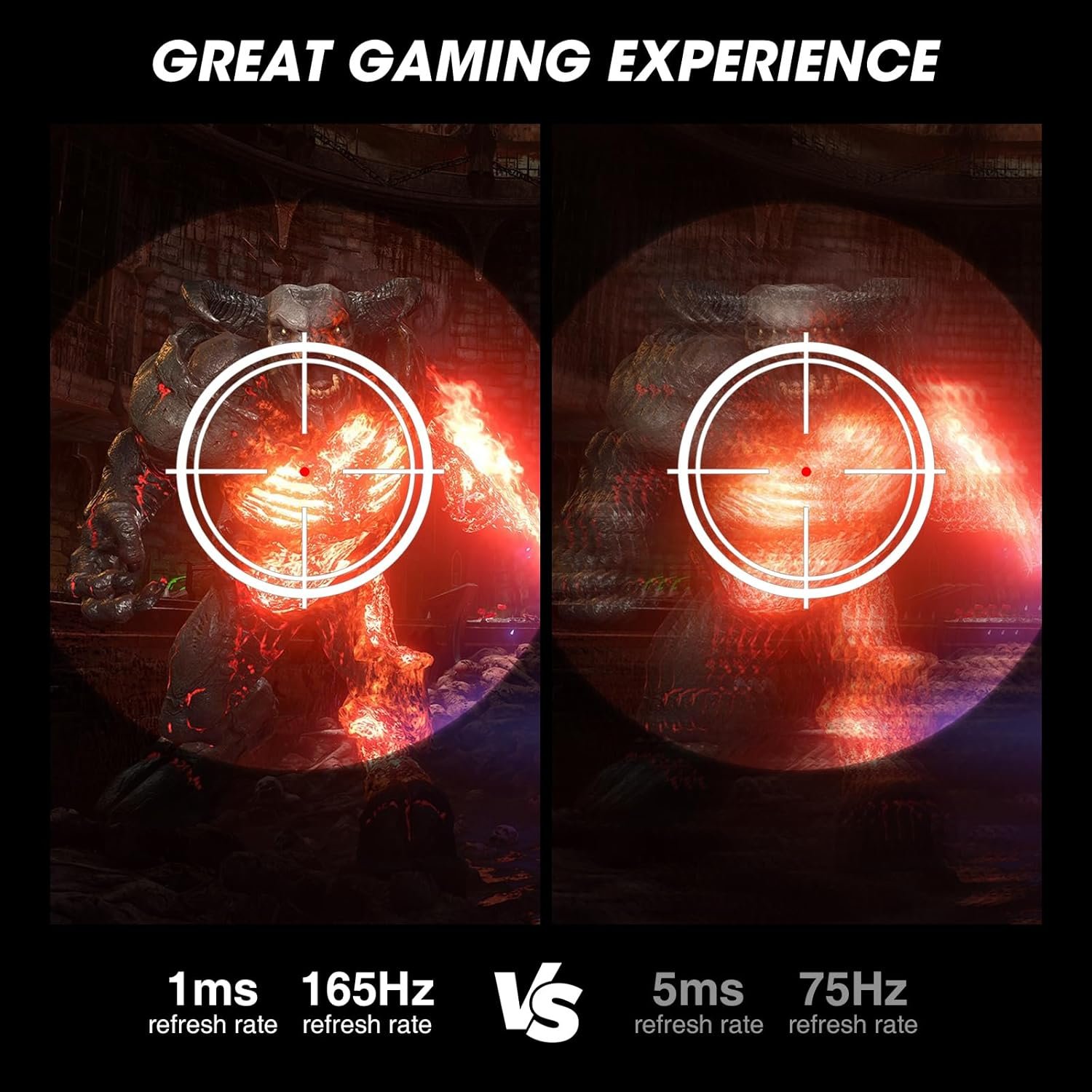 KOORUI Monitor, 27" Gaming Monitor, 165Hz, IPS, FHD 1920 x 1080 1ms Computer Monitor with Adaptive Sync, 75x75 mm VESA Mountable, Tilt Adjustable, 2 x HDMI 2.0 & DisplayPort 1.4, GN06, Black - Image 5