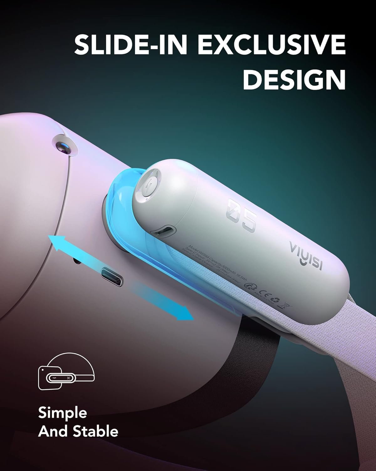 Battery Pack for Oculus Quest 2, 5000mAh Portable Charger Accessories for Meta Quest 2 Headset, Power Bank for VR Quest 2 Original Strap, Fast Charging Extend Extra 2-4H Playtime - Image 4