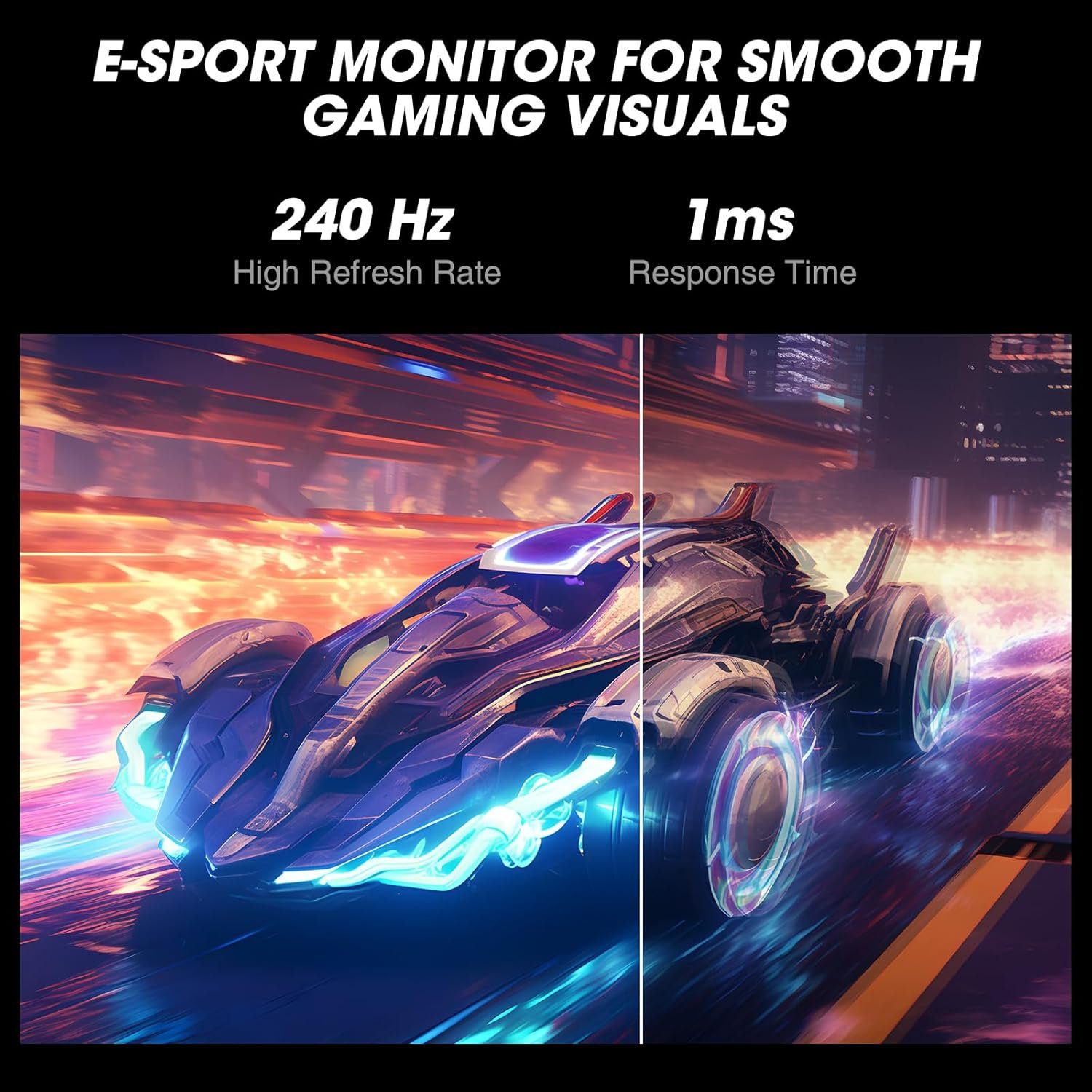 KOORUI 27 Inch Gaming Monitor 240hz, 1ms, FHD 1920x1080, 90% DCI-P3, 100% sRGB Color Gamut, Adaptive Sync Compatible, HDMI, DisplayPort, Black, GN02 - Image 3