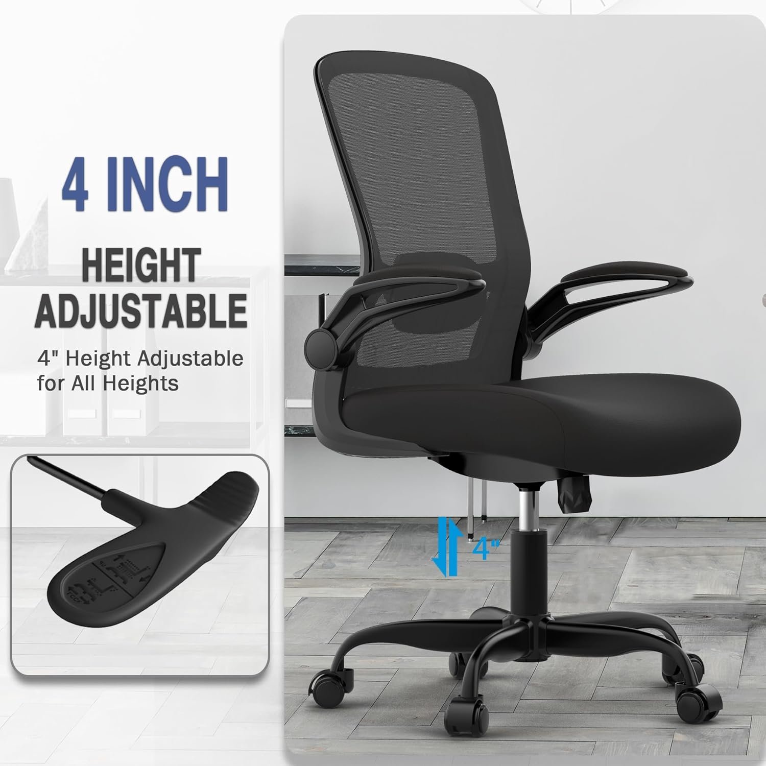Office Chair, Ergonomic Desk Chair with Adjustable Lumbar Support, High Back Mesh Computer Chair with Flip-up Armrests-BIFMA Passed Task Chairs, Executive Chair for Home Office - Image 5