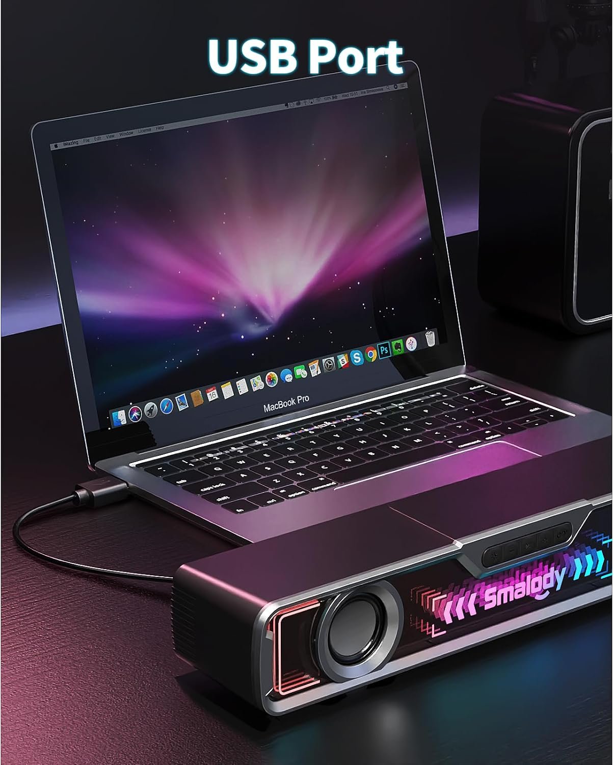 Desktop Computer Speaker, Wireless Bluetooth Sound Bar Speakers for PC, Wired USB Powerful Colorful RGB Speakers for Gaming Movies Decor - Image 6