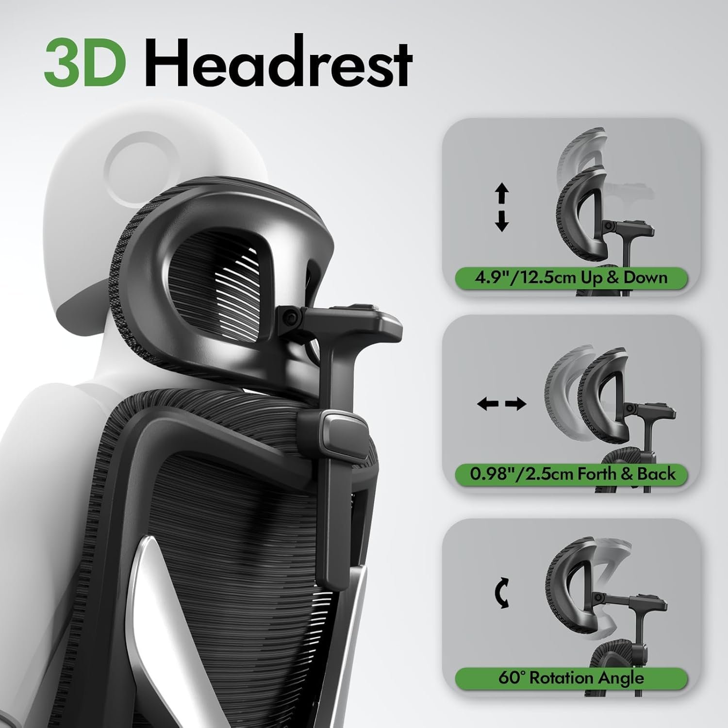 Ergonomic Office Chair - X-Shaped Computer Desk Chair Comfy, Gaming Chair, Office Chair with Lumbar Support, Mesh Office Chairs with Headrests, Desk Chair for Long Hours (Black Silver) - Image 6