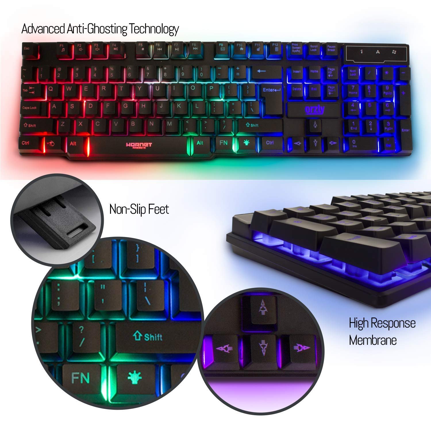 Gaming Keyboard and Mouse and Mouse pad and Gaming Headset, Wired LED RGB Backlight Bundle for PC Gamers and Xbox and PS4 Users - 4 in 1 Edition Hornet RX-250 - Image 3