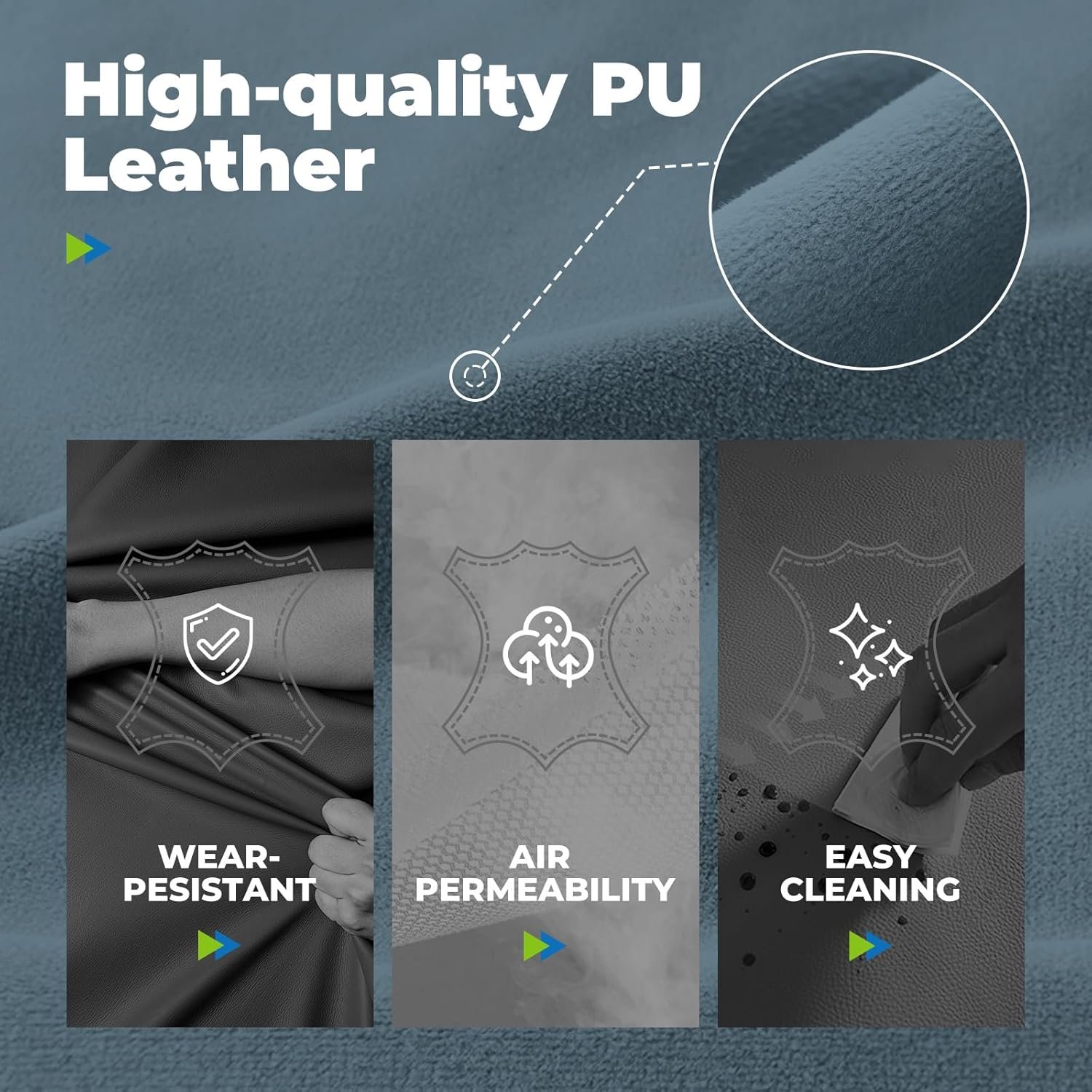 COMHOMA Big and Tall Office Chair, High Back Leather Gaming Chair with Footrest, Executive Ergonomic Office Chair with Pocket Spring Lumbar Support and with Outward Fixed Soft Armrests - Image 8