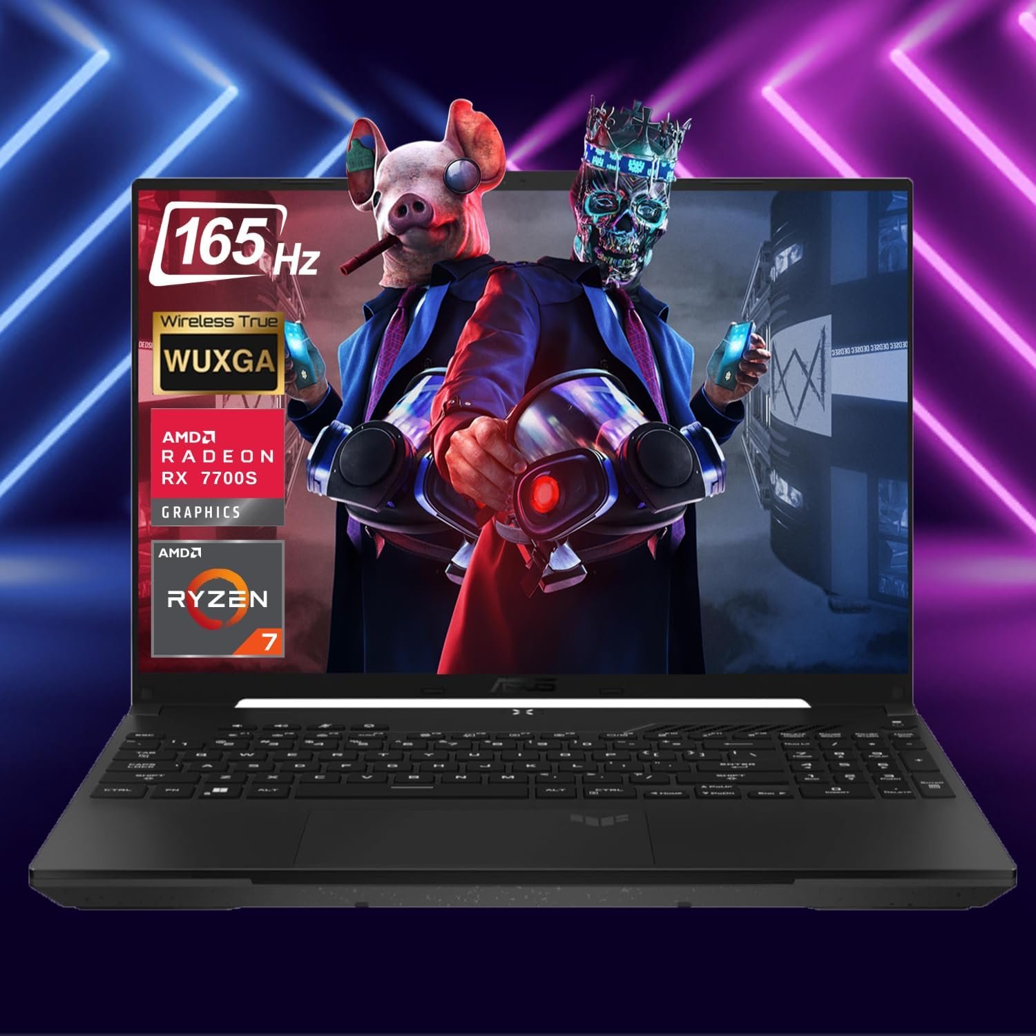 ASUS TUF 16" Ryzen 7 Ultimate Gaming Laptop, 16" FHD+ 165Hz, AMD Ryzen 7 7735HS, AMD Radeon RX 7700S (Beats GeForce RTX 4060), 32GB DDR5 RAM, 2TB SSD, RGB Backlit KB, Wi-Fi 6, Windows 11 Home, Black - Image 3