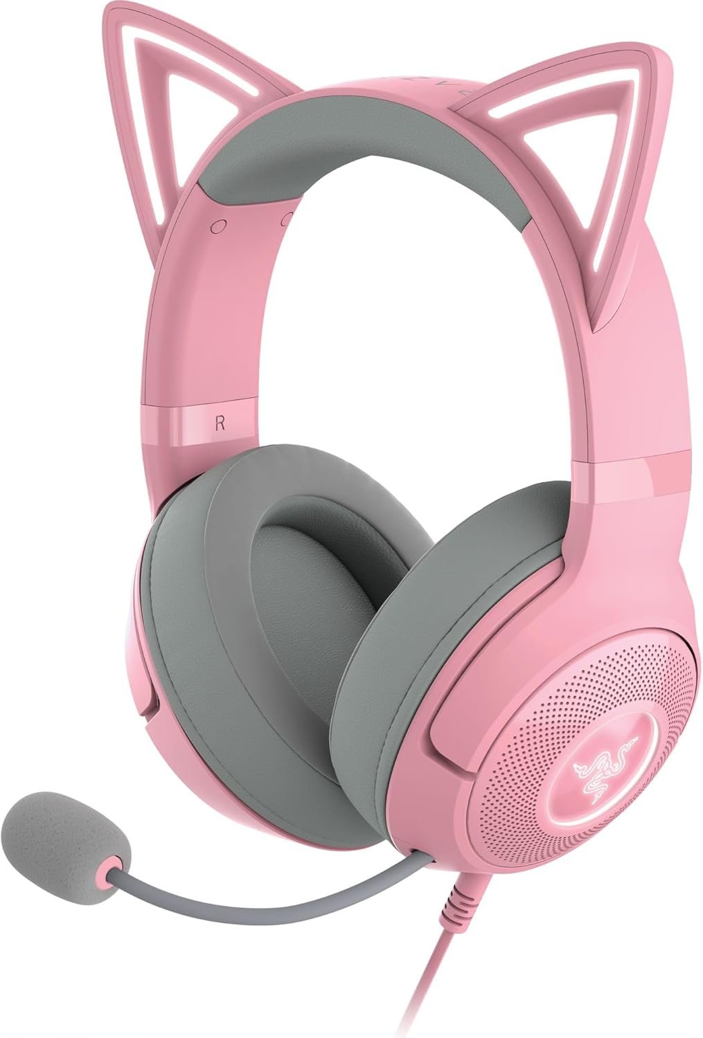 Razer Kraken Kitty V2 USB Wired Headset: Chroma RGB Kitty Ears - Stream Reactive Lighting - HyperClear Cardioid Mic - 40 mm Drivers - 7.1 Surround Sound - Comfortable Ear Cushions - Quartz Pink - Image 2