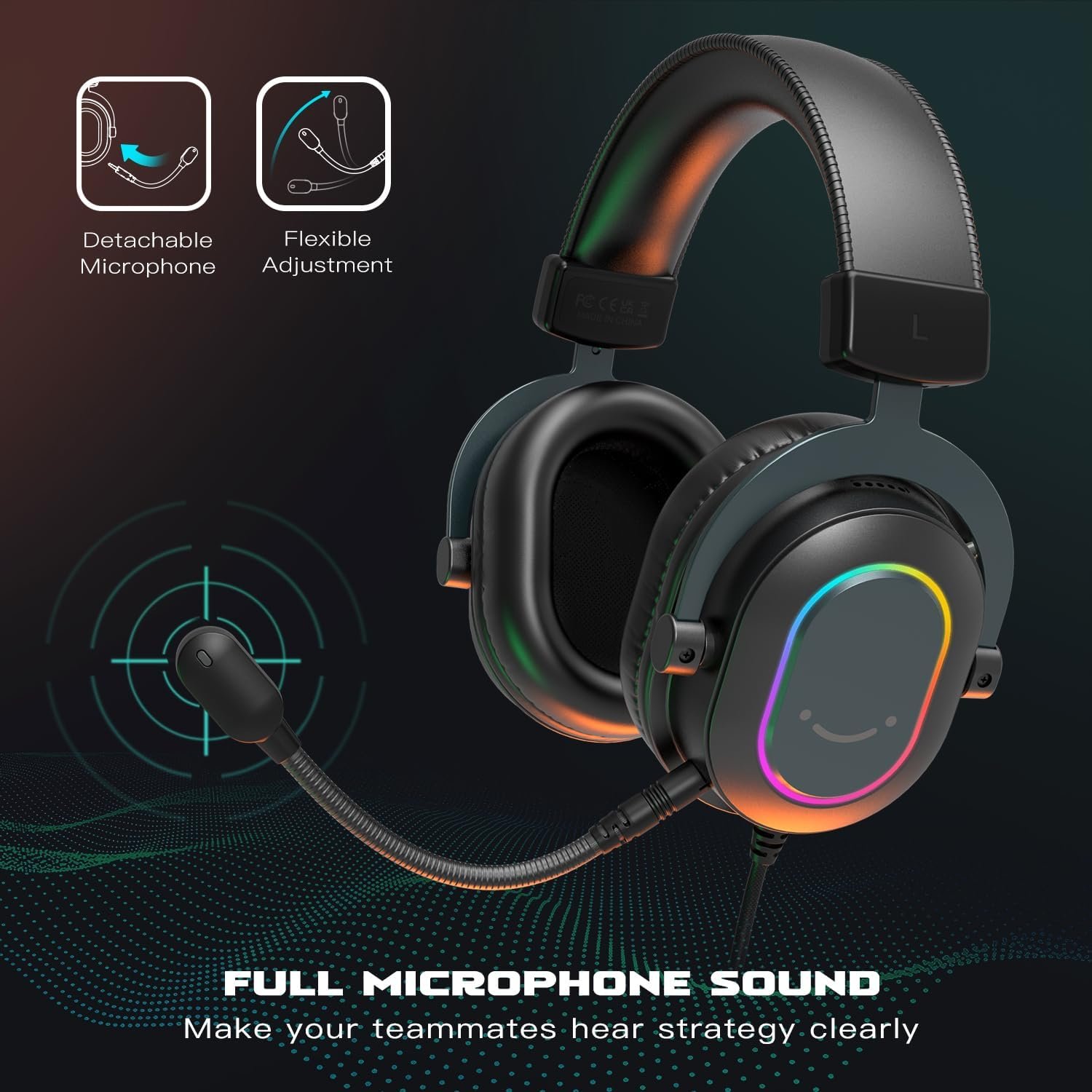 FIFINE Gaming Headset for PC-Wired Headphones with Microphone-7.1 Surround Sound Computer USB Headset for Laptop, Streaming Headphones on PS4/PS5, with EQ Mode, RGB, Soft Ear Pads - AmpliGame H6 - Image 5