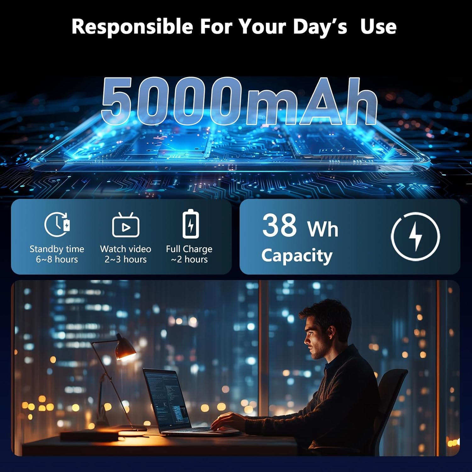 Laptop Gaming,Gaming Laptops,16GB DDR4 512GB SSD,16"FHD 1920*1080P PC,Windows 11 Pro,Full Metal Housing,N100 CUP(Up To 3.4Ghz),BT5.0, 5G Wifi, 3*USB3.2, Supports Type C Charging,5000mAh Battery,Gray - Image 7