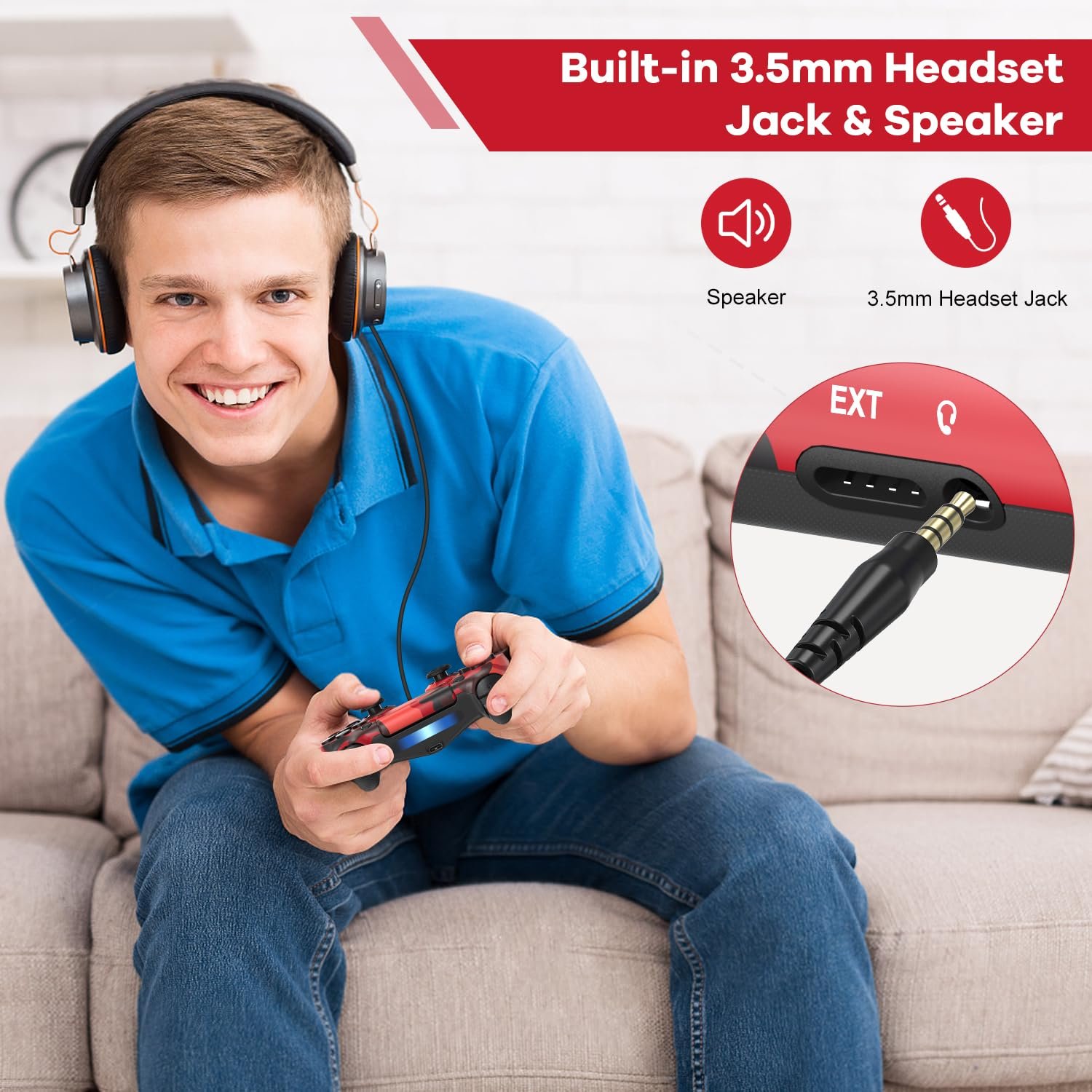 Hiyuky PS4 Controller 2 Pack,Wireless Controller for PS4/Slim/Pro/PC with 3.5mm Audio Jack/Dual Vibration/6-Axis Motion Control/Touch Pad - Image 7