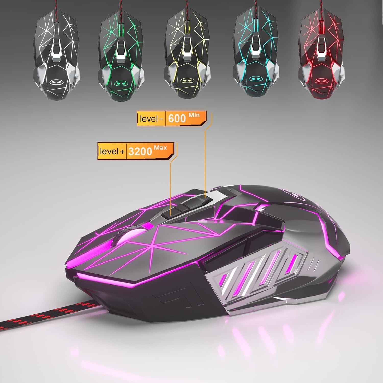 Typewriter Mechanical Gaming Keyboard and Mouse Combo, Retro Punk Round Keycaps RGB Rainbow LED Backlit USB Wired Computer Keyboard for Game and Office, for Windows Laptop PC, Red Switches(Black) - Image 6