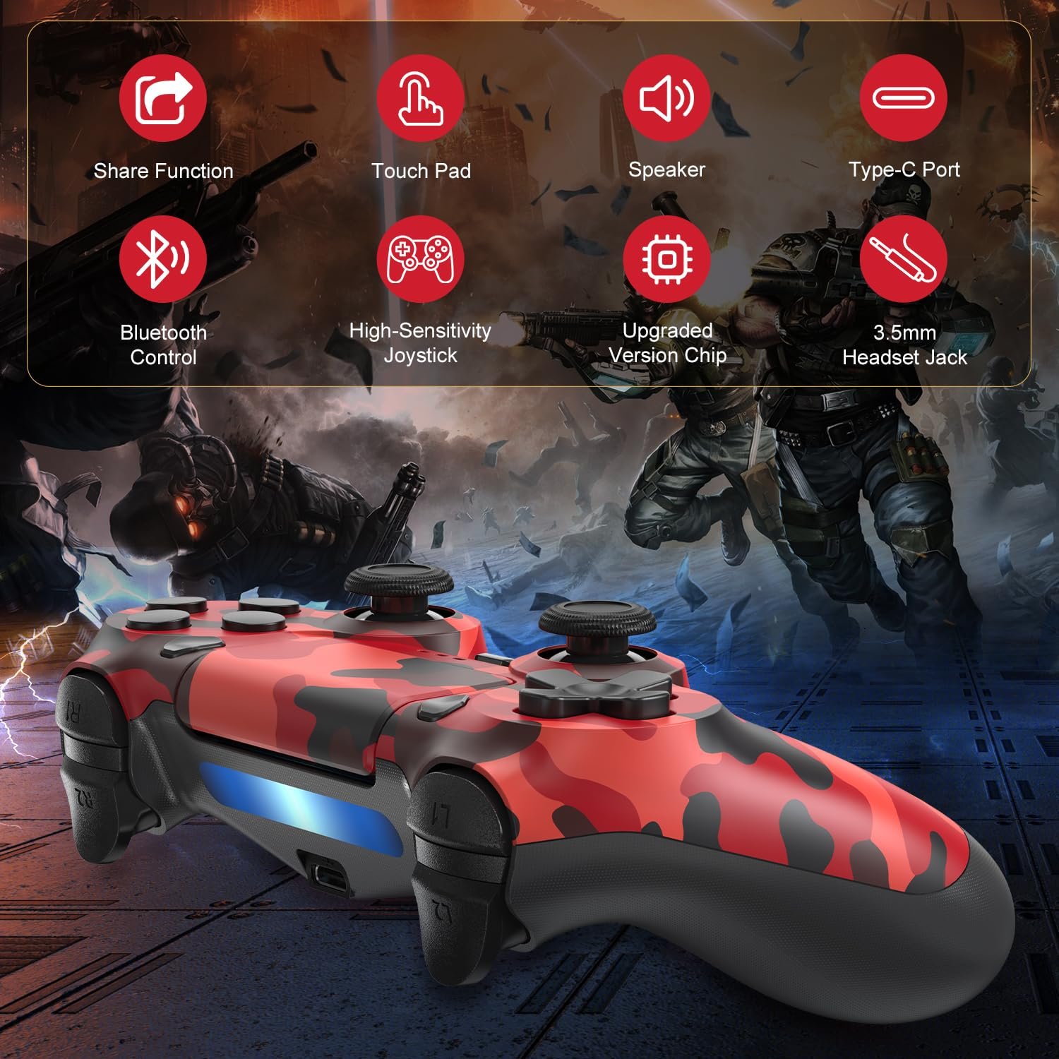 Hiyuky PS4 Controller 2 Pack,Wireless Controller for PS4/Slim/Pro/PC with 3.5mm Audio Jack/Dual Vibration/6-Axis Motion Control/Touch Pad - Image 6