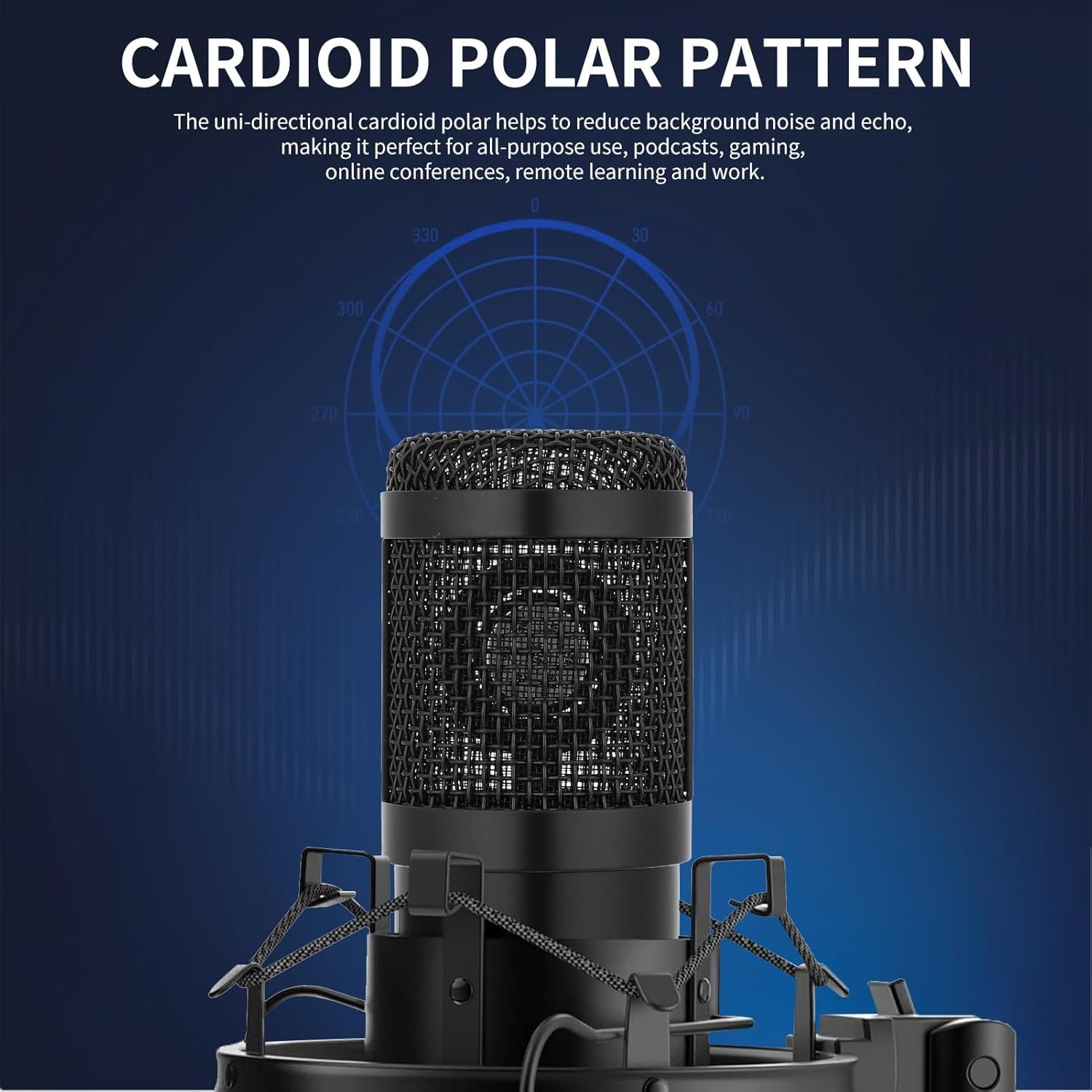 USB Condenser Microphone,Computer PC Microphone Kit with Adjustable Boom Arm Stand Shock Mount for YouTube Vocal Gaming Streaming - Image 8