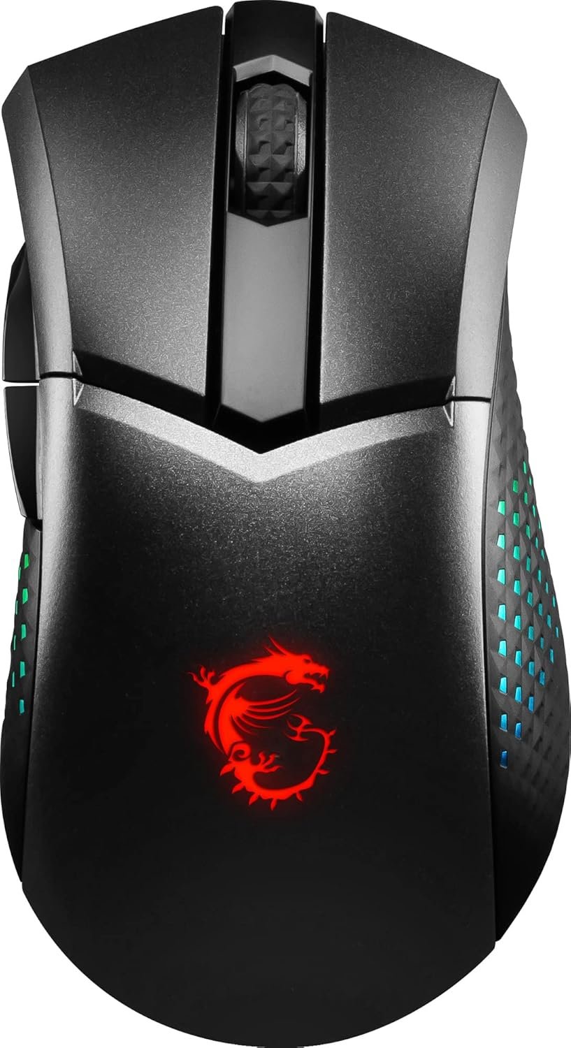MSI Clutch GM51 Lightweight Wireless Gaming Mouse & Charging Dock, 26K DPI Optical Sensor, 2.4G & Bluetooth, 60M Omron Switches, Fast-Charging, 150Hr Battery, RGB, 5 Programmable Buttons, PC/Mac - Image 2