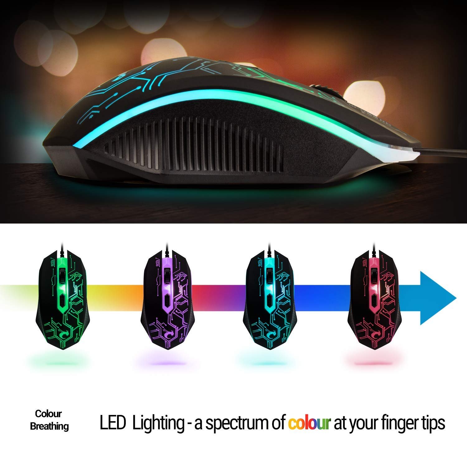 Gaming Keyboard and Mouse and Mouse pad and Gaming Headset, Wired LED RGB Backlight Bundle for PC Gamers and Xbox and PS4 Users - 4 in 1 Edition Hornet RX-250 - Image 7