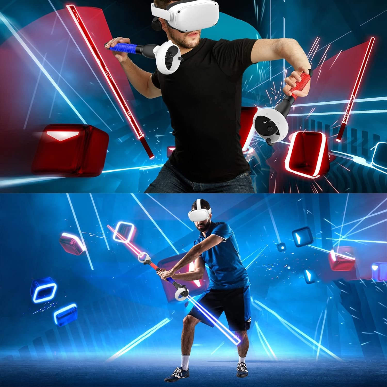 VR Game Handle Accessories for Quest 2 Controllers, Extension Grips for Playing Beat Saber Gorilla Tag Long Arms, Compatible with Oculus Quest 2 Touch Controllers, Black, Red, Blue - Image 5