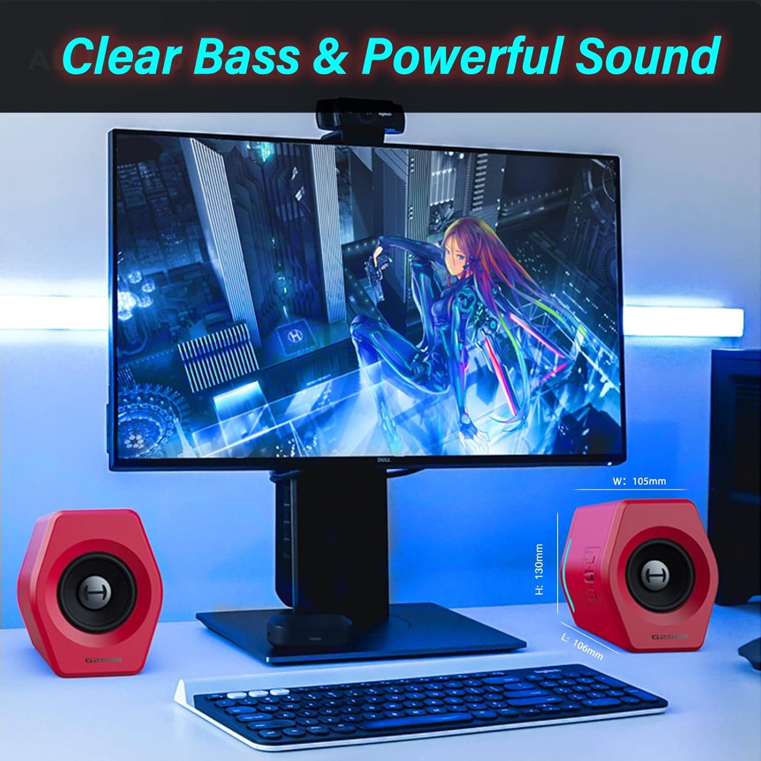 Edifier G2000 32W PC Computer Speakers for Gaming Desktop PC Laptop Mac Computer Woofer Speakers Bluetooth USB 3.5mm AUX Inputs RGB Lights Multimedia Speakers Red - Image 8
