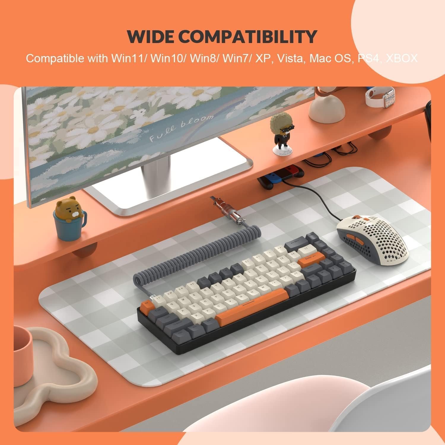 ZIYOU LANG RK-T8PR0 Wired 65% Mechanical Gaming Keyboard and Mouse Combo with RGB Backlit Anti-ghosting TKL Mini 68 Key Coiled C to A Cable Tactile Blue Switch for PS4 PS5 Xbox PC Mac Gamer(Dark Gray) - Image 6