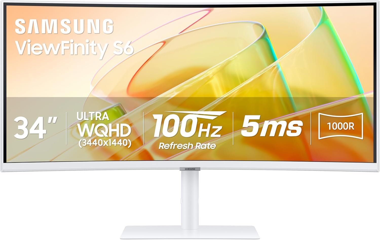 SAMSUNG 34” ViewFinity S65TC Series Ultra-WQHD 1000R Curved Computer Monitor, HDR10, 100Hz, AMD FreeSync, Thunderbolt 4, Height Adjustable Stand, Built-in Speakers, Eye Care, LS34C650TANXGO, 2024 - Image 2