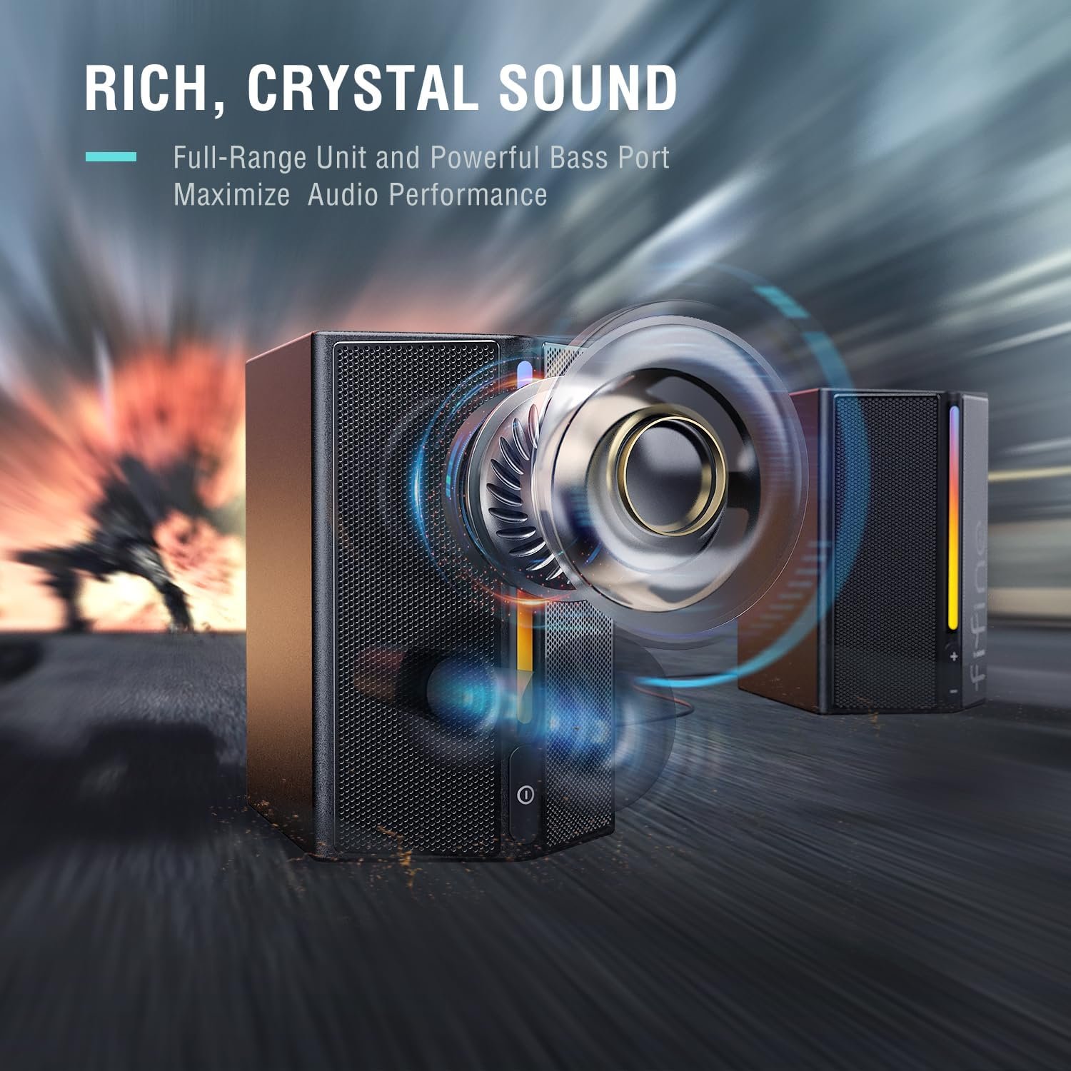 FIFINE Computer Speakers, Desktop PC Speakers with Volume Control, RGB Gaming Loudspeakers Wired with 3.5mm Aux Audio Cable for Laptop Monitor Phone Tablet-AmpliGame A20 - Image 3