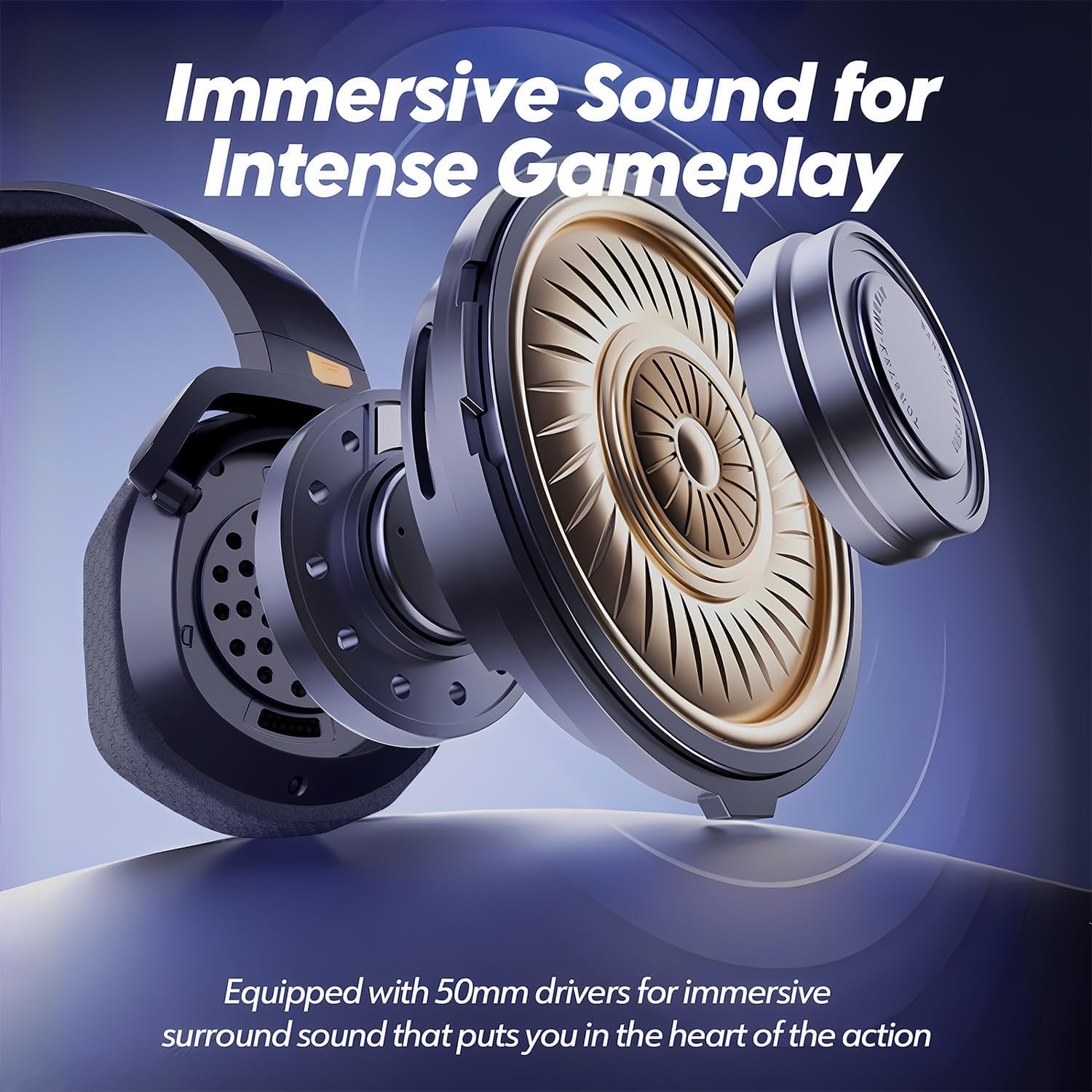 NUBWO G06 Dual Wireless Gaming Headset with Microphone for PS5, PS4, PC - 23ms Low Latency Audio - 100-Hour of Playtime - 50mm Drivers (Black-Orange) - Image 6