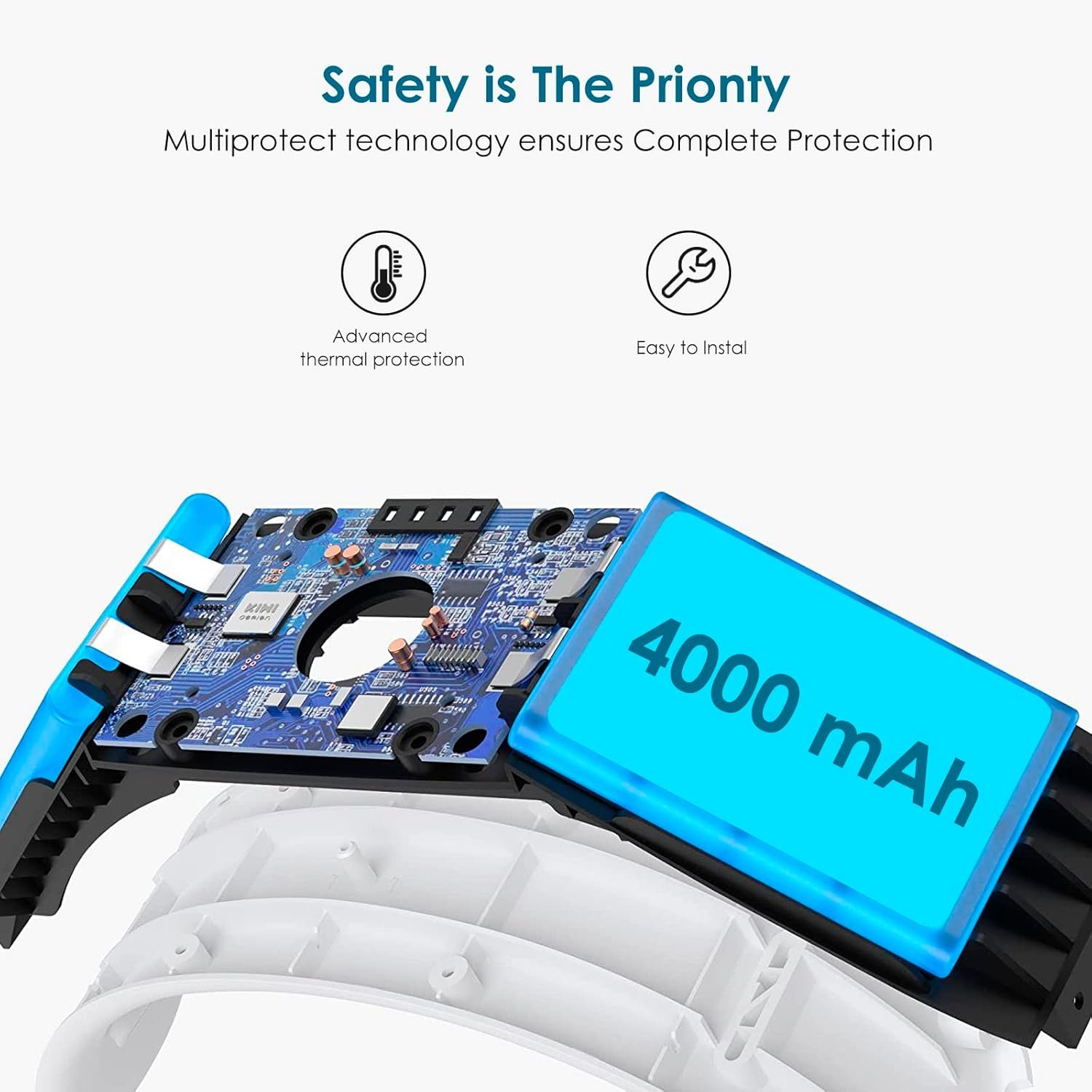 Head Strap Battery Pack for Oculus Quest 2, Replacement Elite Strap 8000mAh Rechargeable Battery PC Accessories, Adjustable Headset with LED Backlight for Meta VR by JYMEGOVR (Black) - Image 10