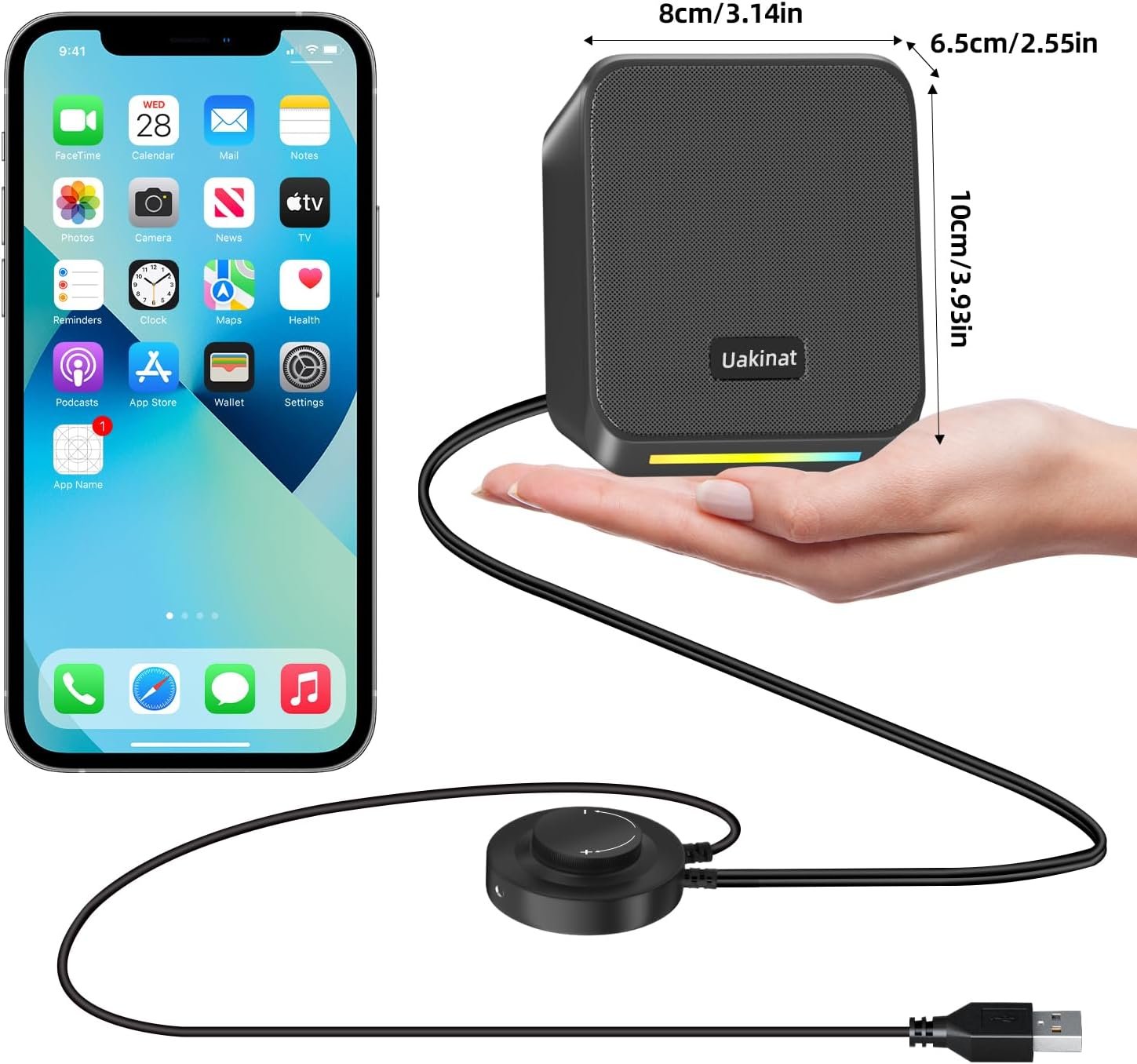 Computer Speakers,with 7 Colorful RGB Lights, Headphone Jack, Enhanced Bass and Volume Control, PC Speakers USB Powered Gaming Speakers for Laptop Monitor PC Tablet Phone - Image 3