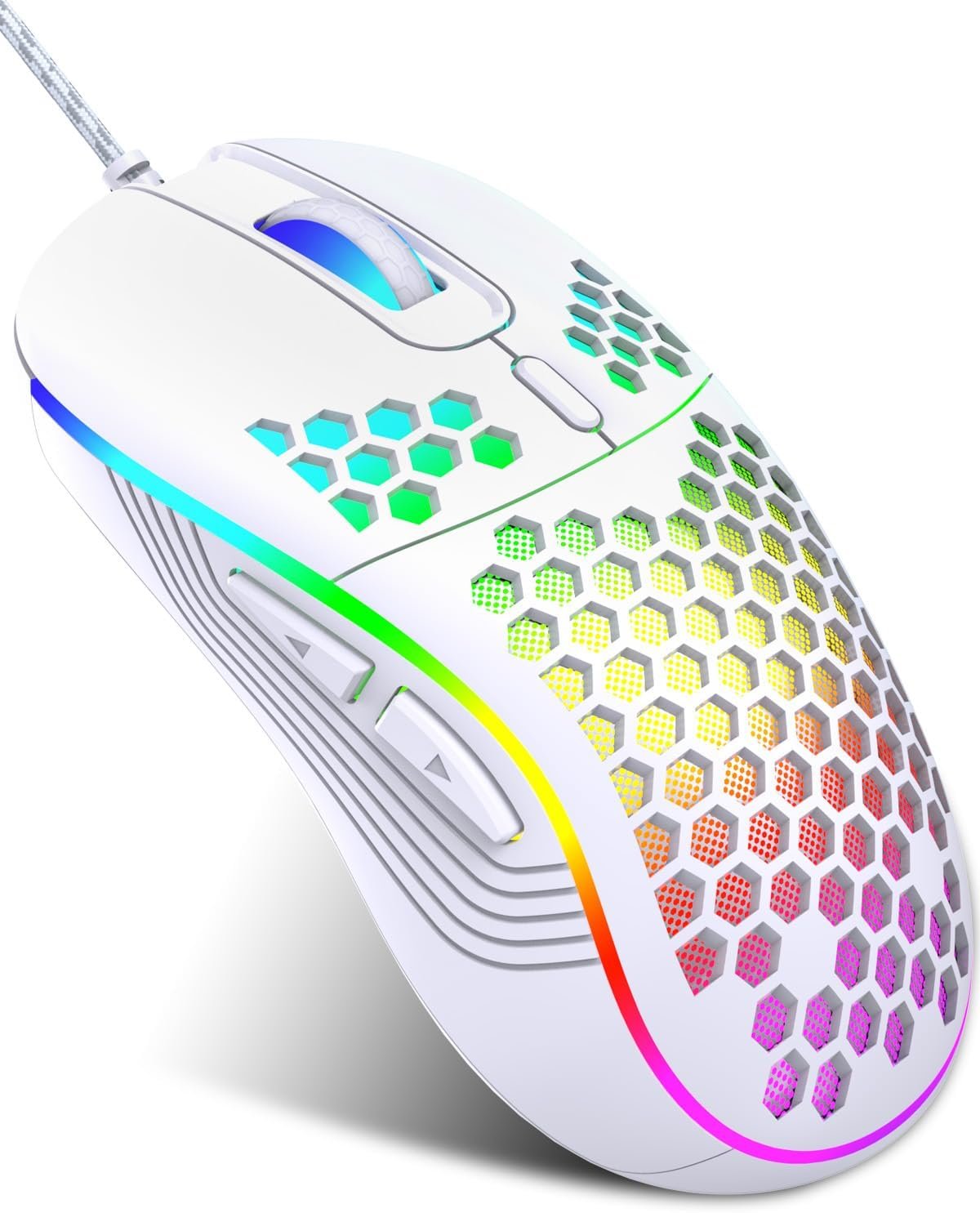 Wired Gaming Mouse, Computer Mouse Ergonomic Mice Honeycomb Design with RGB Backlight, 6 Buttons for PC/Mac/Laptop - Image 2