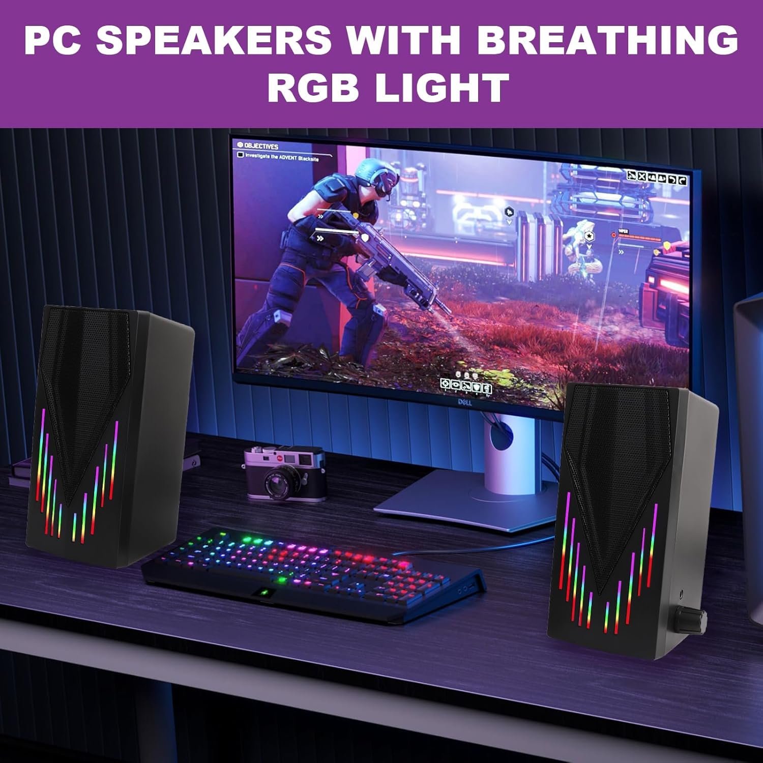 Computer Speakers, Speakers for Computer Desktop PC with Colorful RGB Lighting, USB Powered Gaming Speakers with 3.5mm Aux Cable for Monitor Laptop Tablet - Image 5
