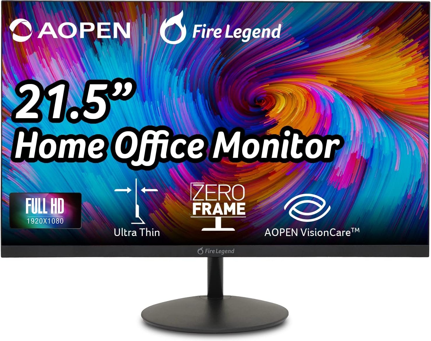 AOPEN 22SA2Q Hbi 21.5" Full HD (1920 x 1080) Zero-Frame Gaming Office Monitor | AMD FreeSync Technology | Ultra-Thin Stylish Design | Up to 100Hz | 1ms (TVR) | Low Blue Light | Tilt | HDMI & VGA Ports - Image 2