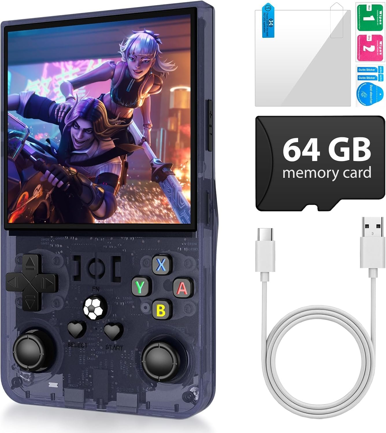 R36 Max Retro Handheld Game Console, Video Game Console with 64G Built-in 18000+ Games, 4000mAh Rechargeable, Support 30+ Simulators, Linux System, 4.0 Inch IPS Screen Portable Pocket Arcade, Gray - Image 2