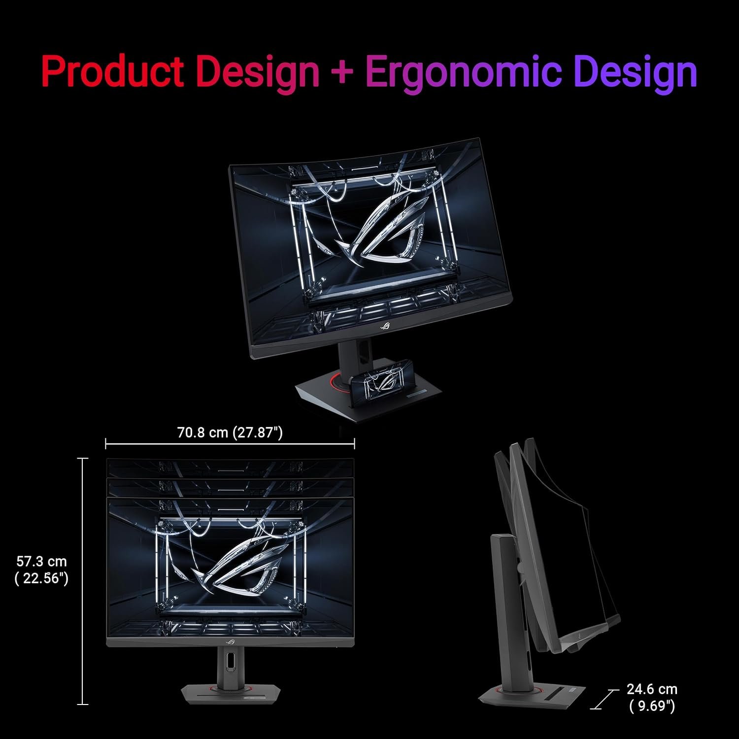 ASUS ROG Strix 32” 1440P USB-C Curved HDR Gaming Monitor (XG32WCS) - QHD, 180Hz, 1ms, Fast VA, Extreme Low Motion Blur Sync, FreeSync, DisplayWidget, Tripod Socket, AI Technology, 3 yr Warranty - Image 7