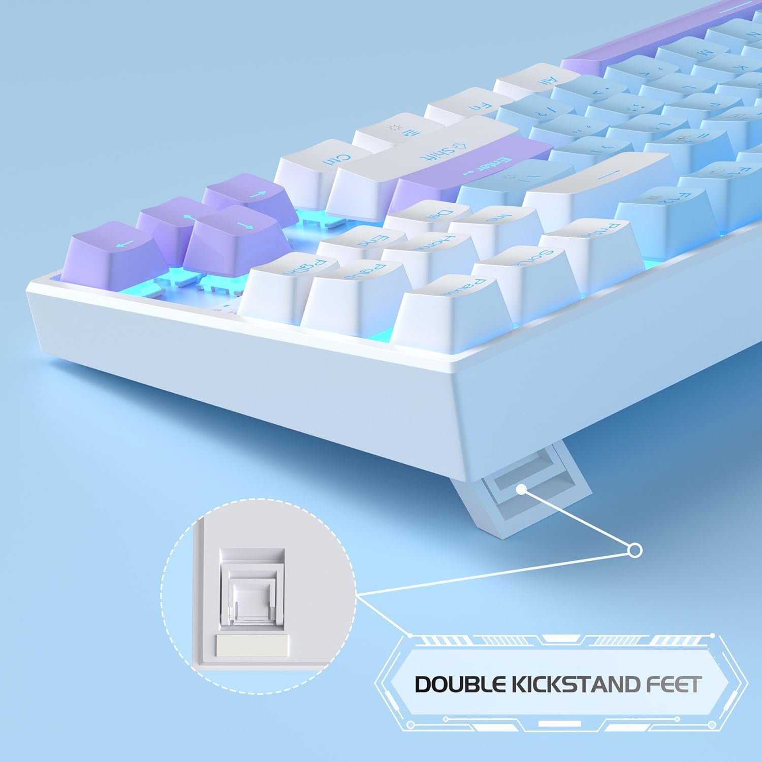 MageGee 75% Mechanical Gaming Keyboard with Blue Switch, LED Blue Backlit, 87 Keys Compact TKL Wired Keyboards for Windows Laptop PC Gamer - Blue/White - Image 5