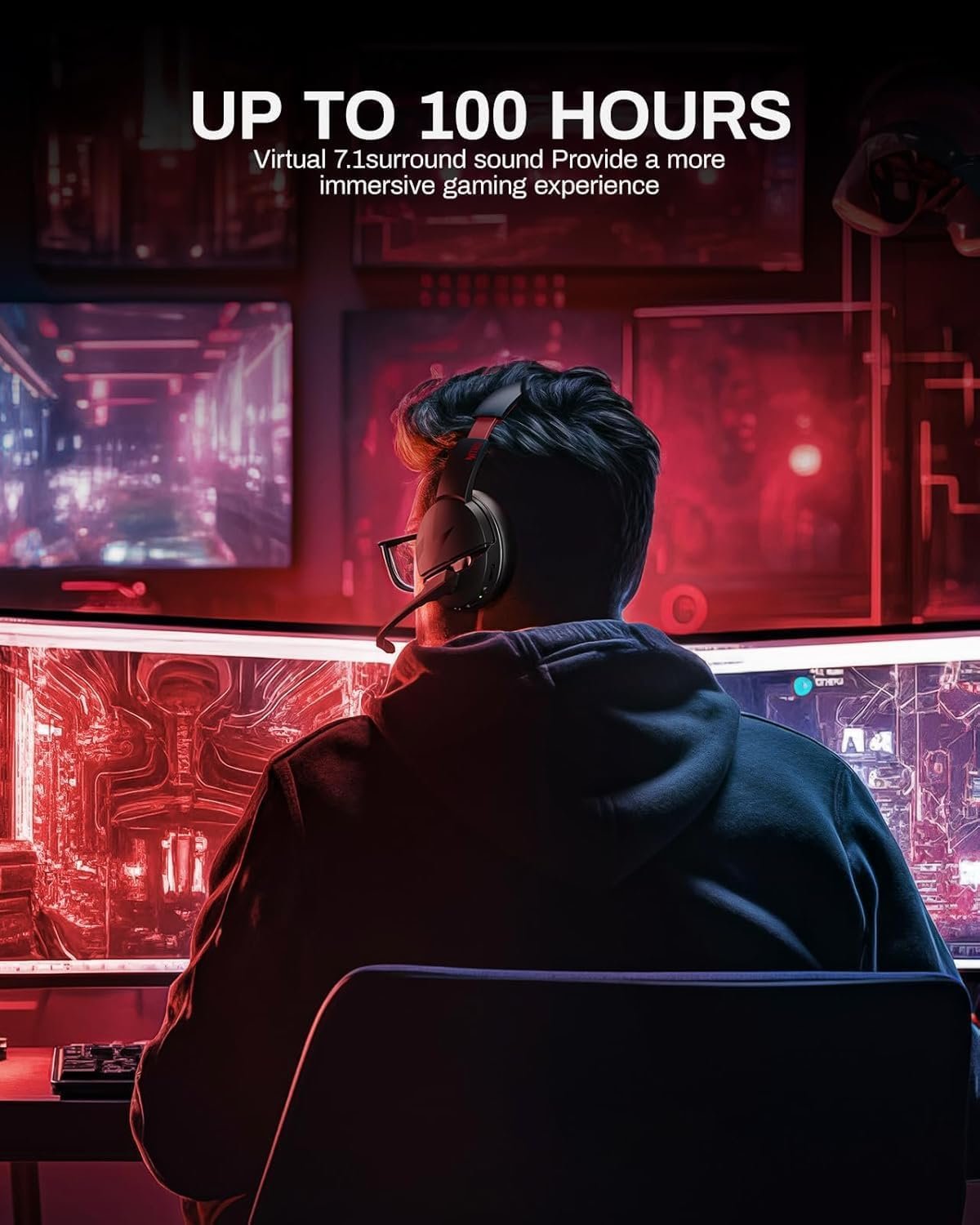 acer PS5 Headset | Non-Stop 100H Battery | Dynamic 50mm Drivers | Clear Voice Mic | Bluetooth5.3, 3.5mm | Gaming Headphones for PC, Meeting, Music, PS4 & Wireless Gaming Headset - Image 10